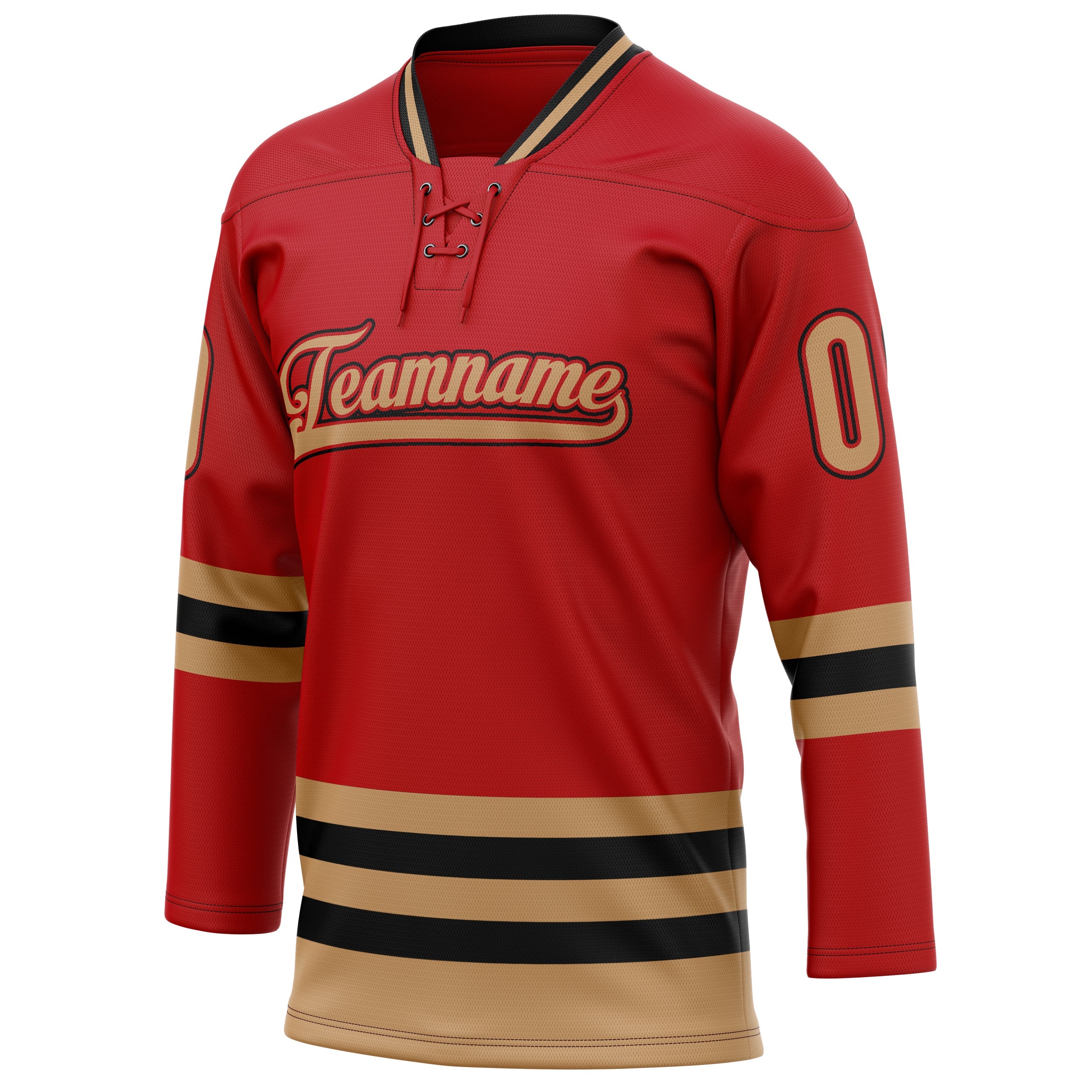 Custom Red Old Gold Solid Colour Hockey Jersey