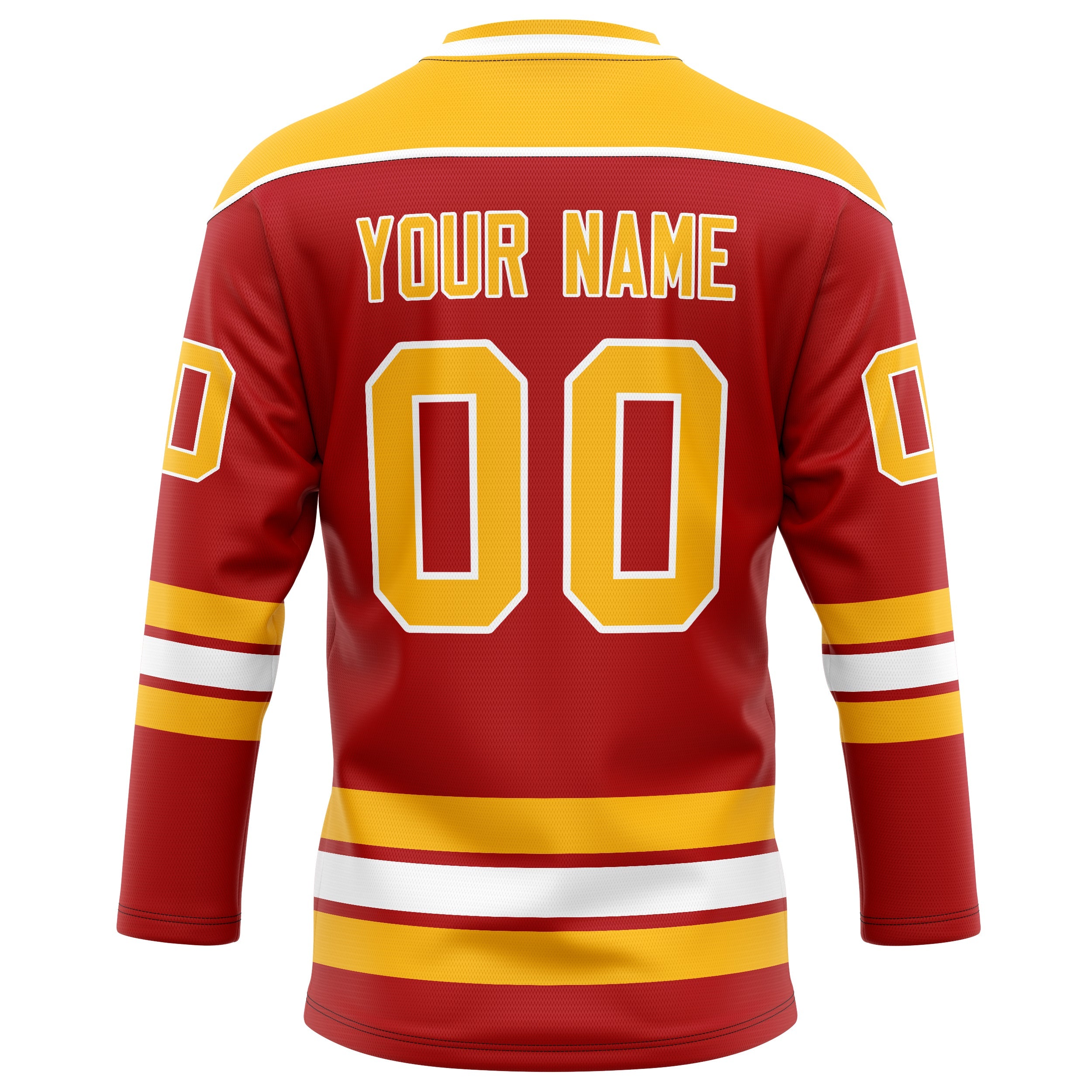 Custom Red Gold Solid Colour Hockey Jersey