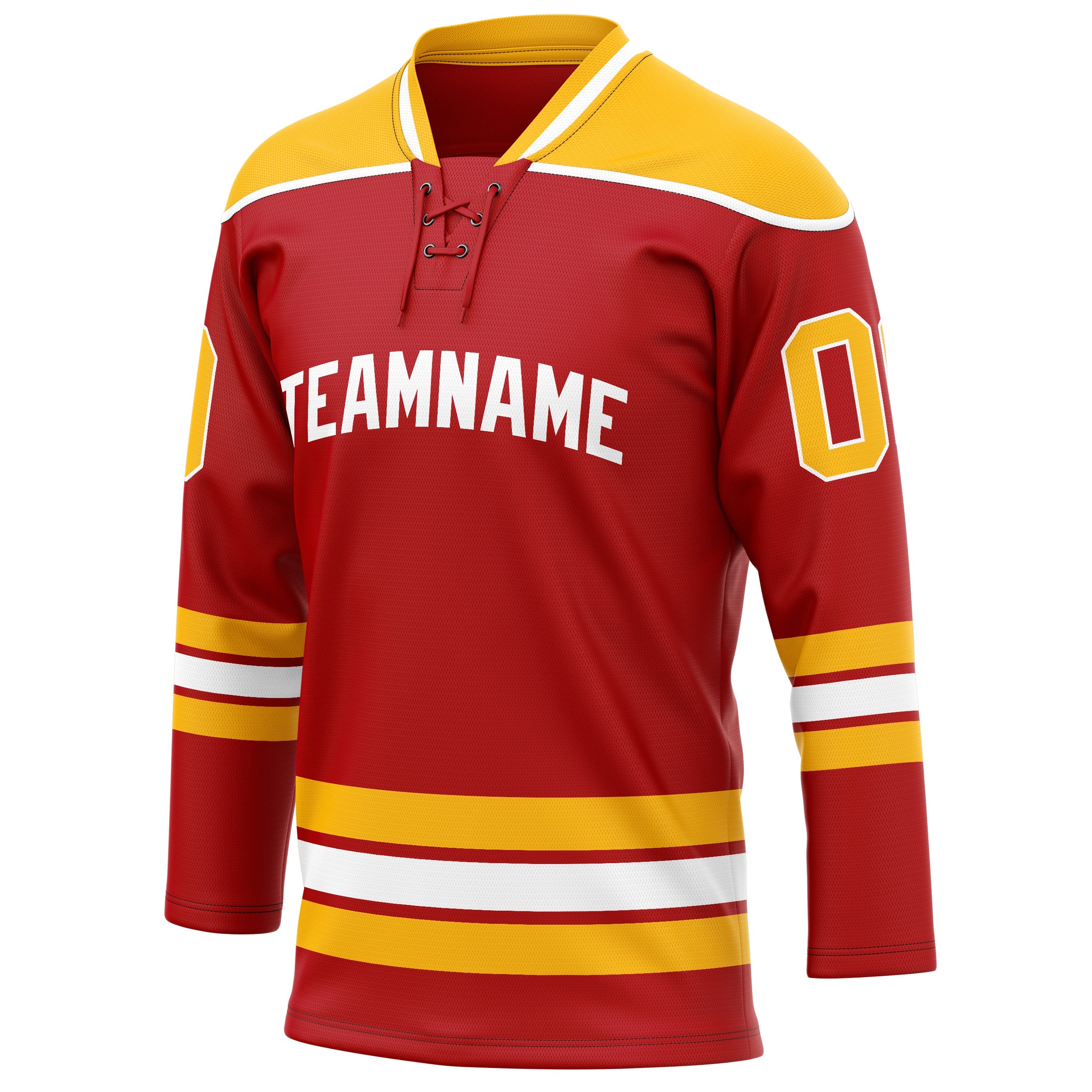 Custom Red Gold Solid Colour Hockey Jersey