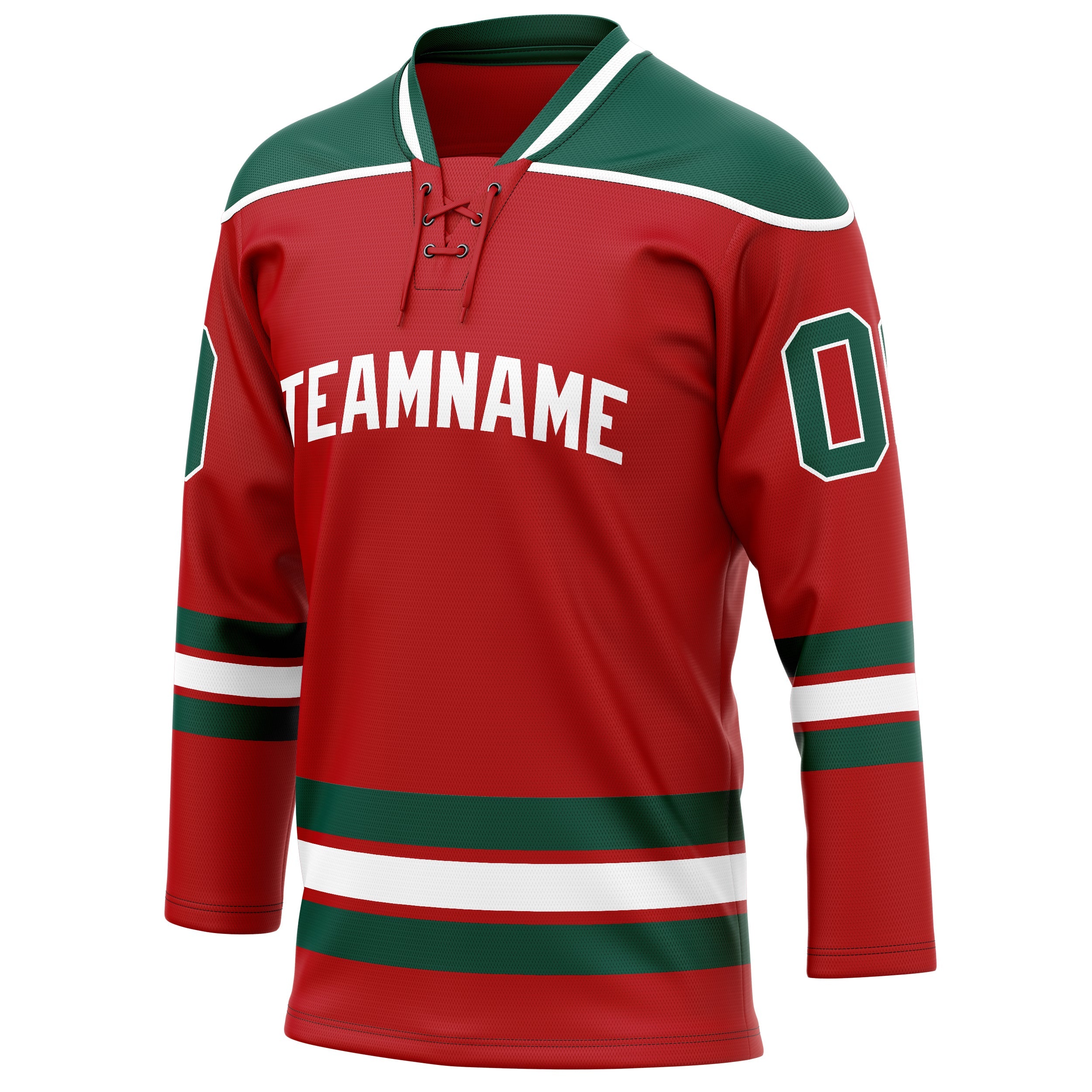 Custom Red Kelly Green Solid Colour Hockey Jersey