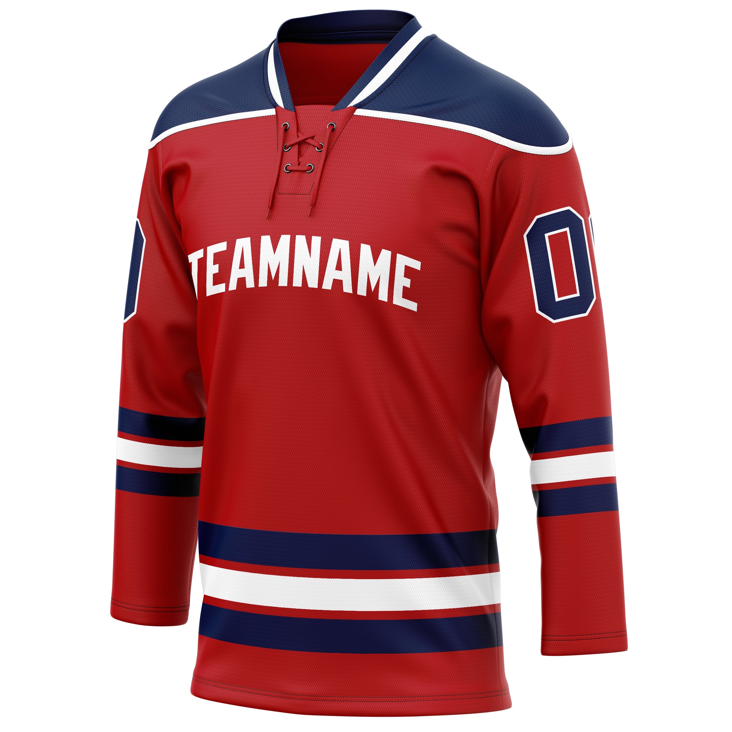 Custom Red Navy Solid Colour Hockey Jersey
