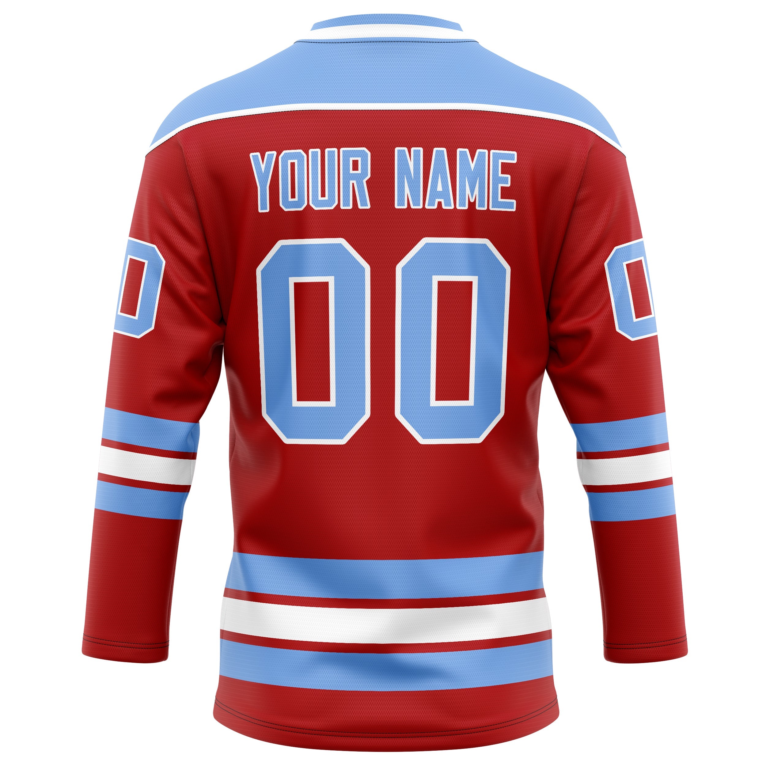 Custom Red Light Blue Solid Colour Hockey Jersey