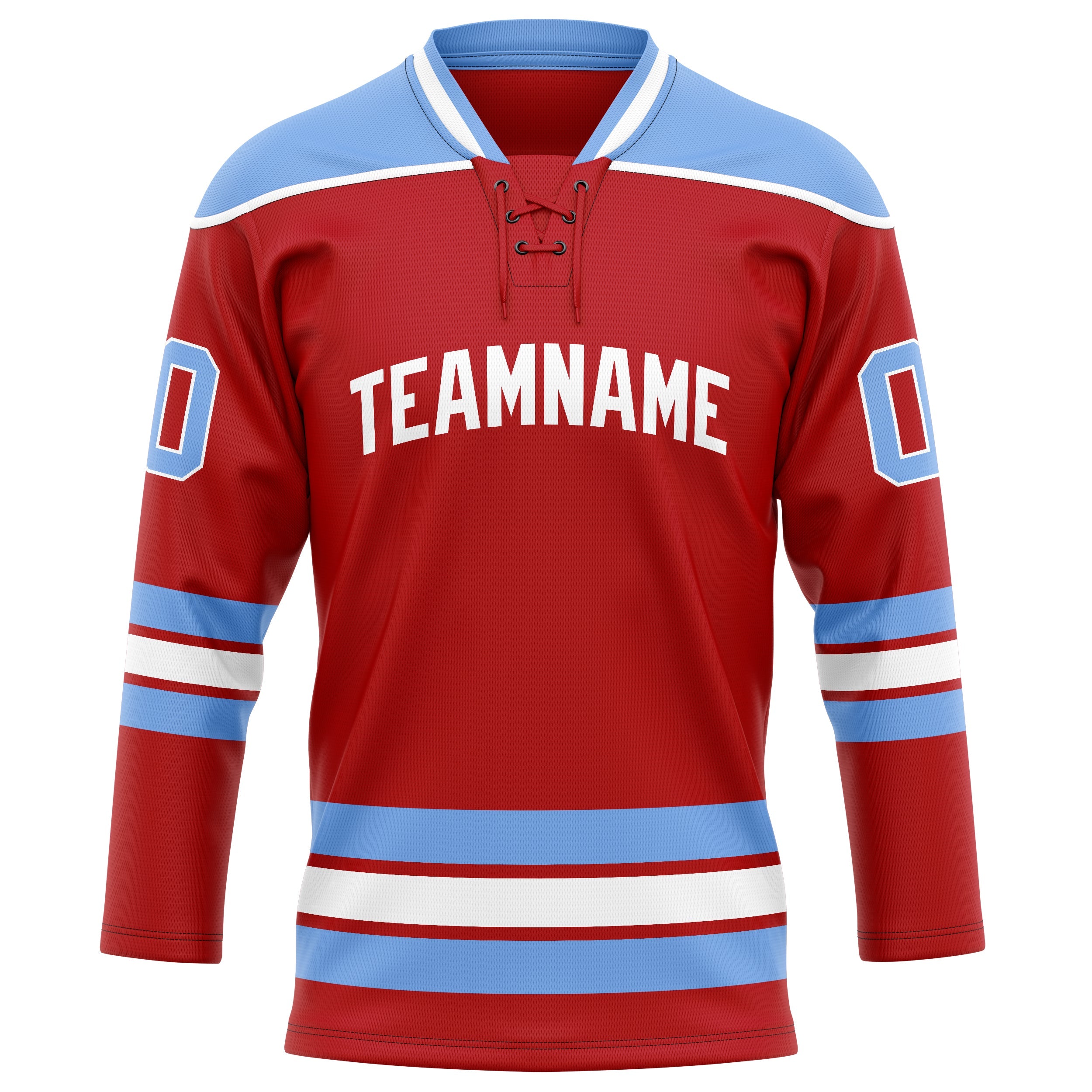 Custom Red Light Blue Solid Colour Hockey Jersey