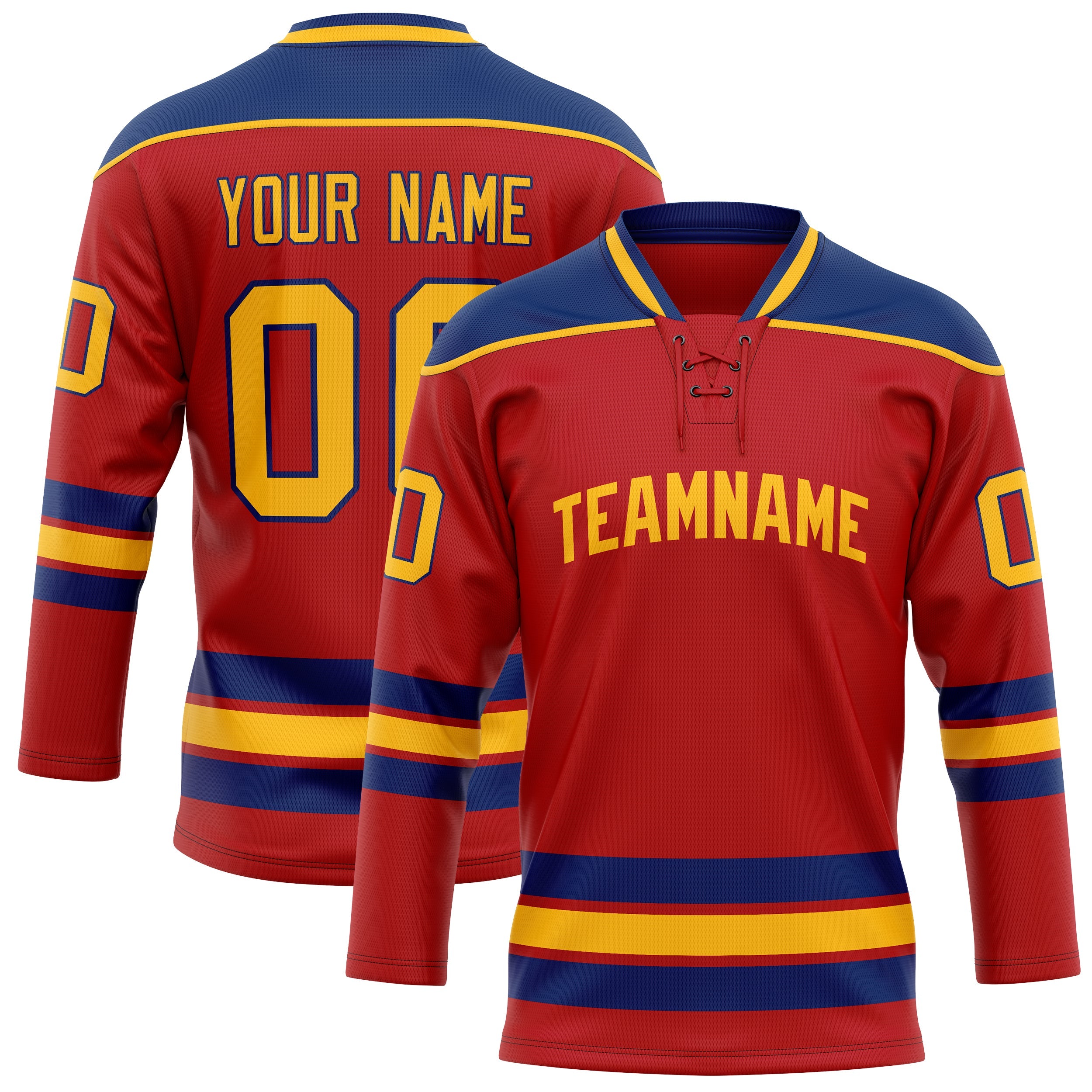 Custom Red Gold Solid Colour Hockey Jersey
