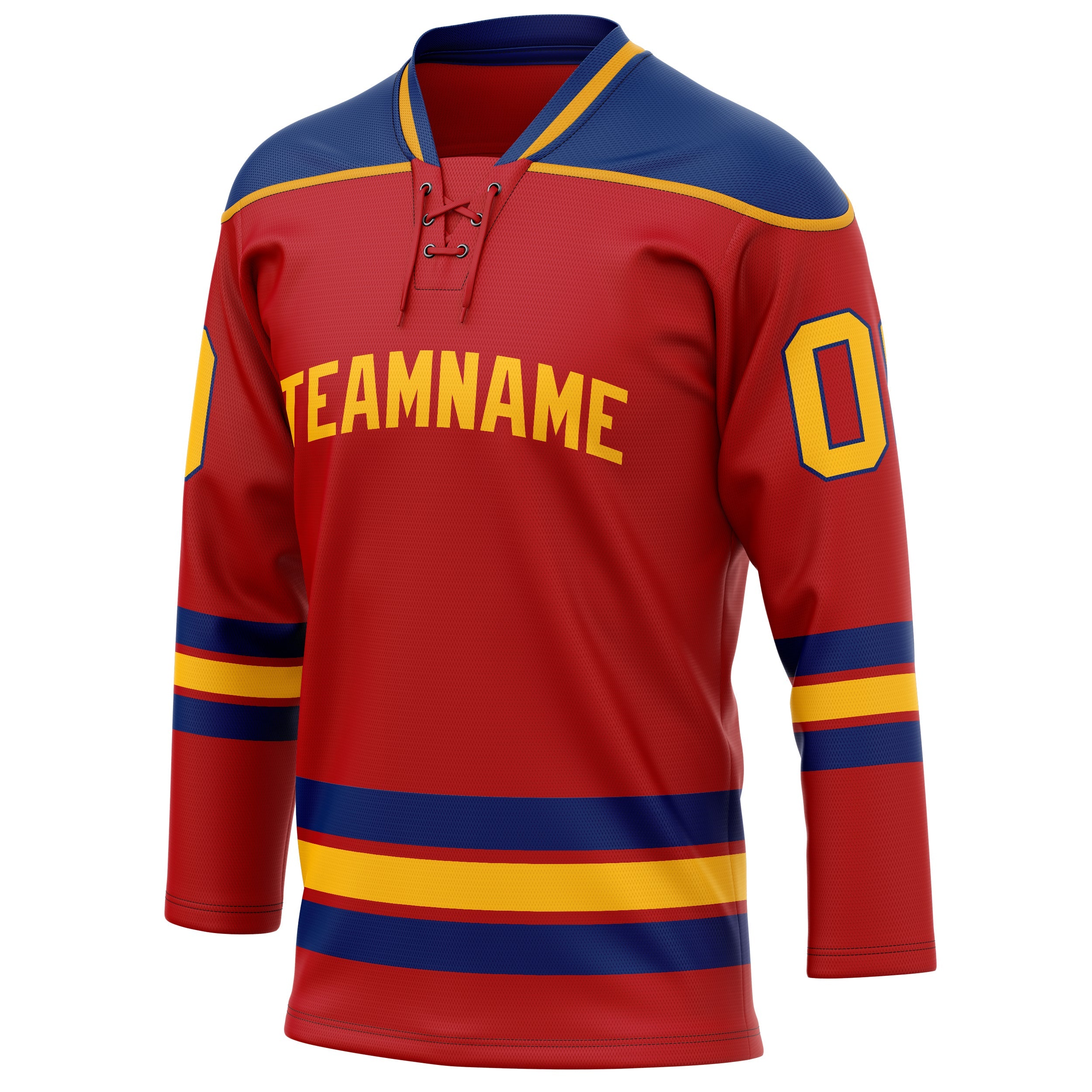 Custom Red Gold Solid Colour Hockey Jersey