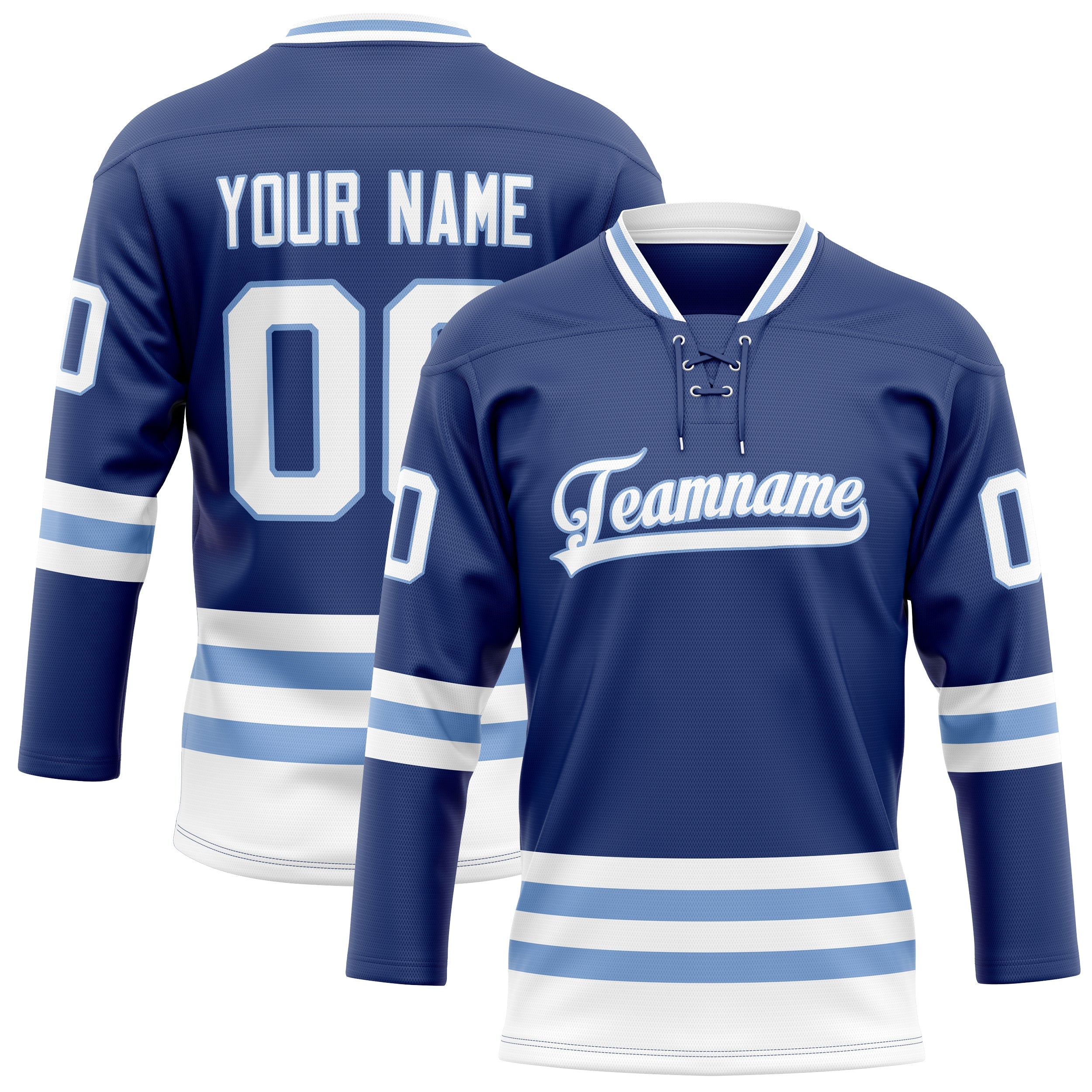 Custom Royal White Solid Colour Hockey Jersey