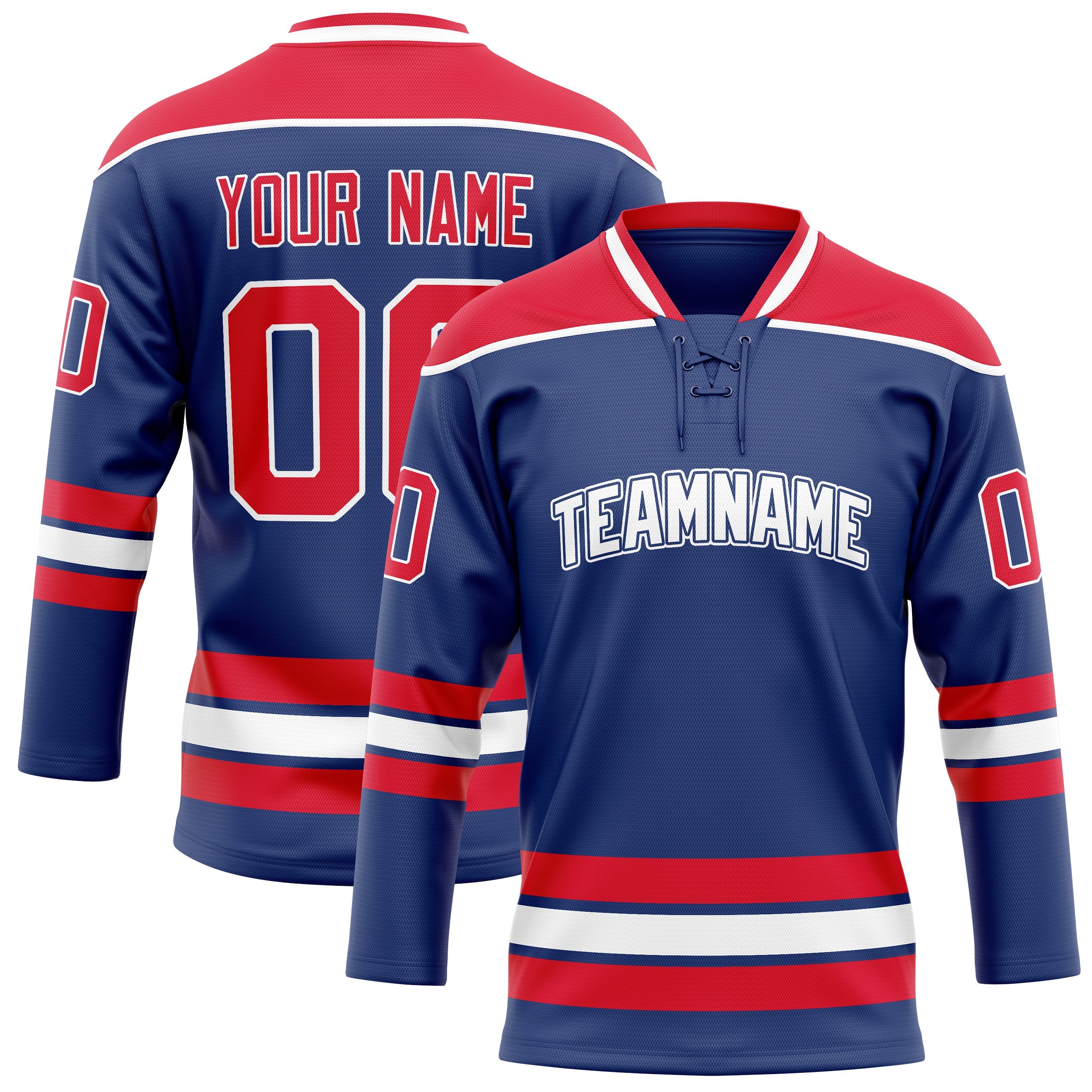 Custom Royal Red Solid Colour Hockey Jersey