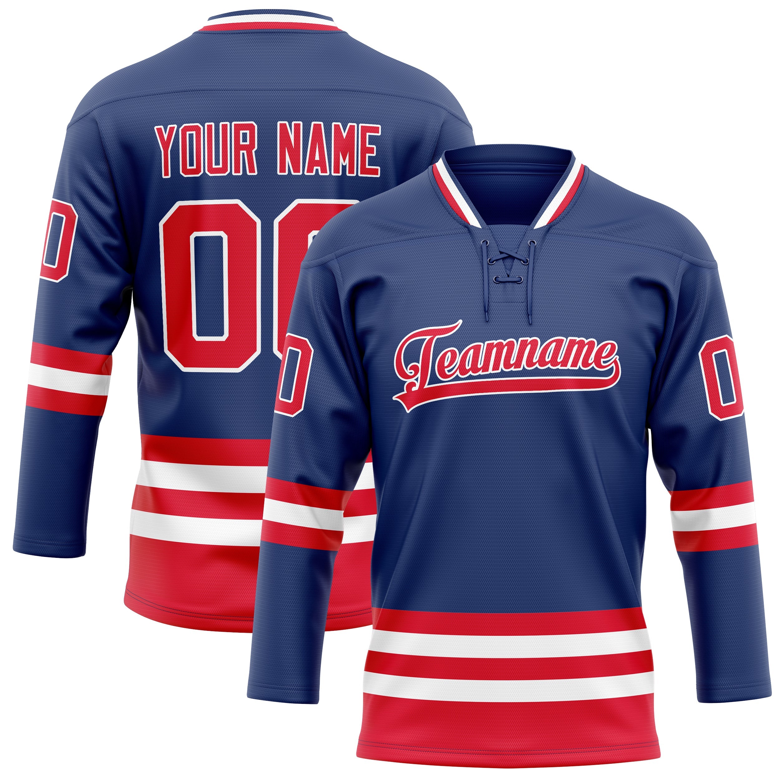 Custom Royal Red Solid Colour Hockey Jersey
