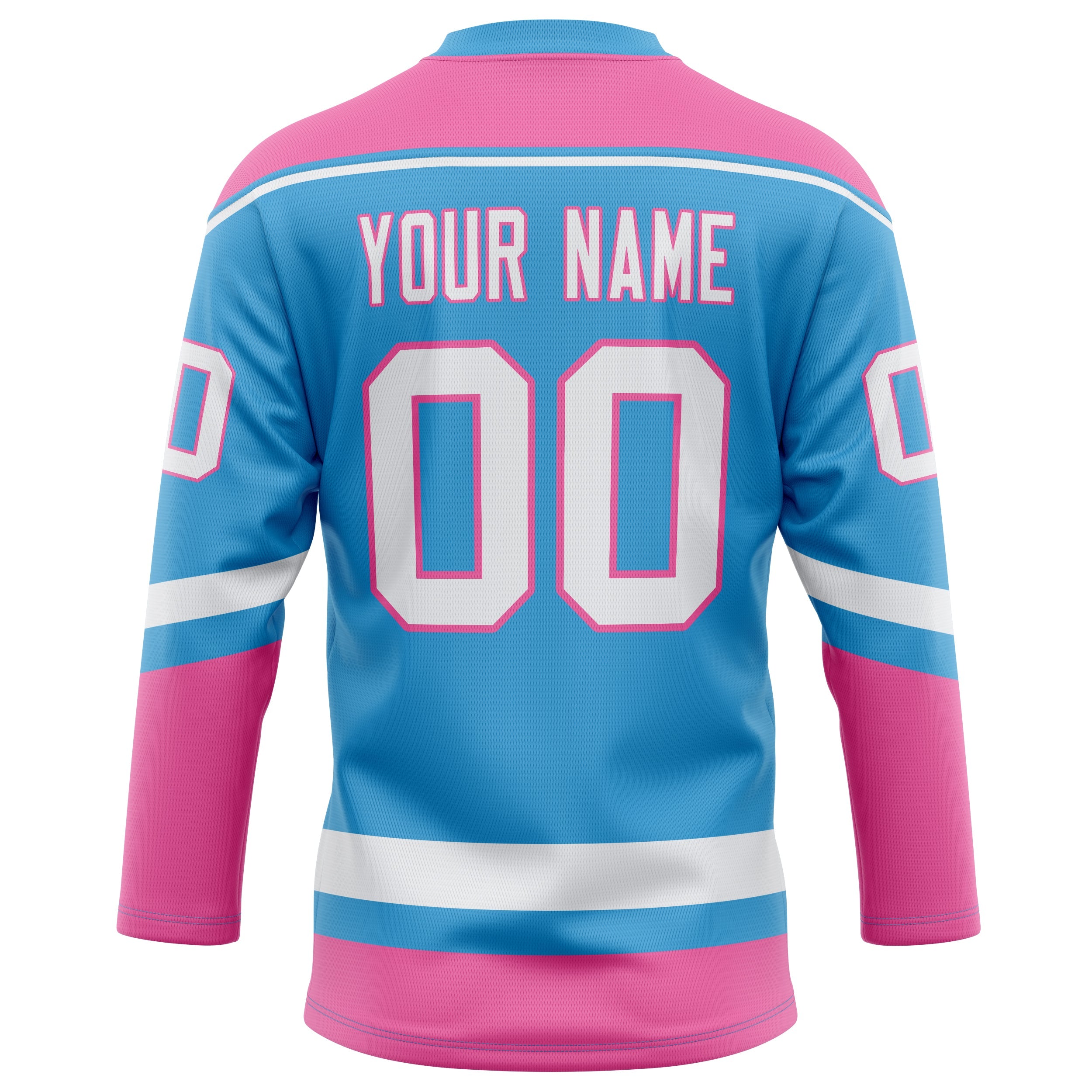 Custom Sky Blue Pink Solid Colour Hockey Jersey