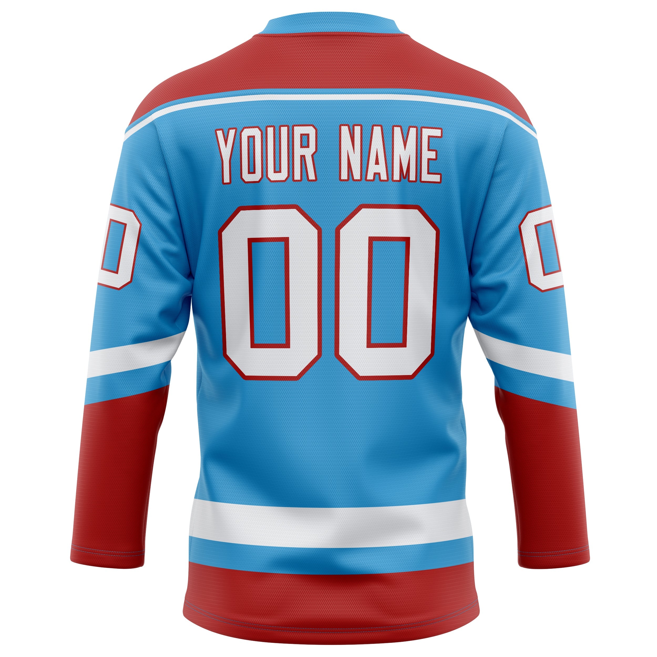 Custom Sky Blue Red Solid Colour Hockey Jersey