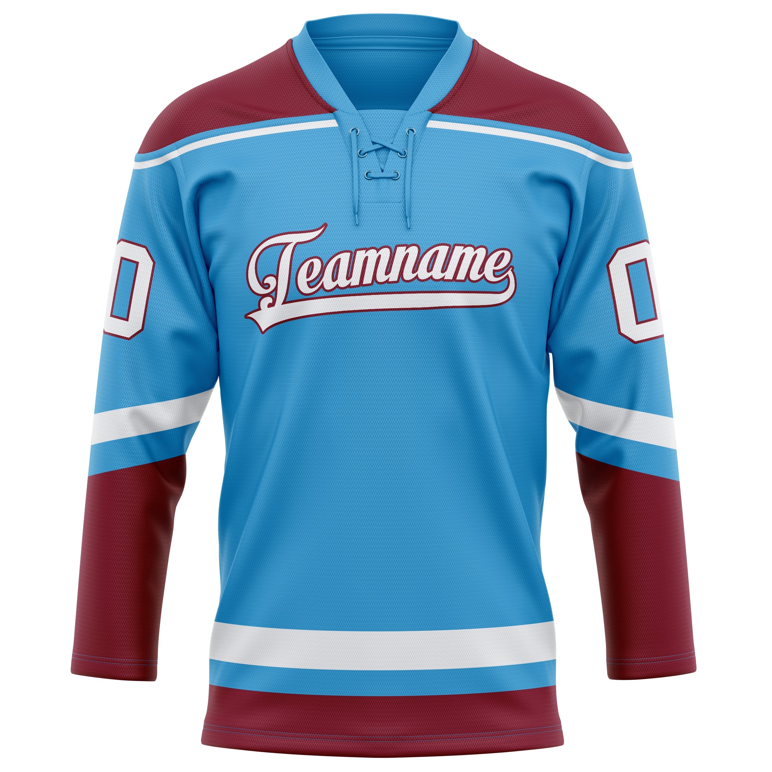 Custom Sky Blue Maroon Solid Colour Hockey Jersey