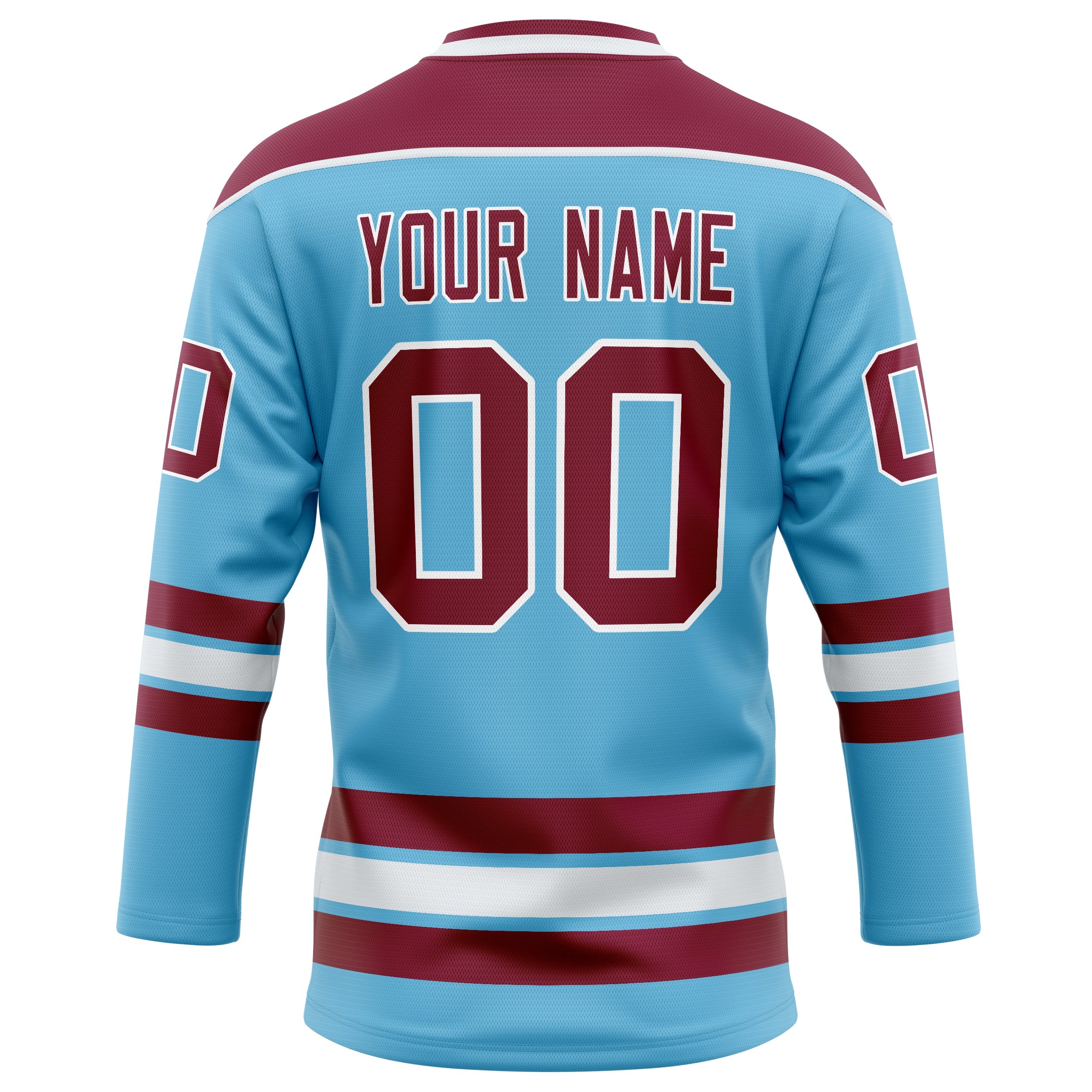 Custom Sky Blue Maroon Solid Colour Hockey Jersey