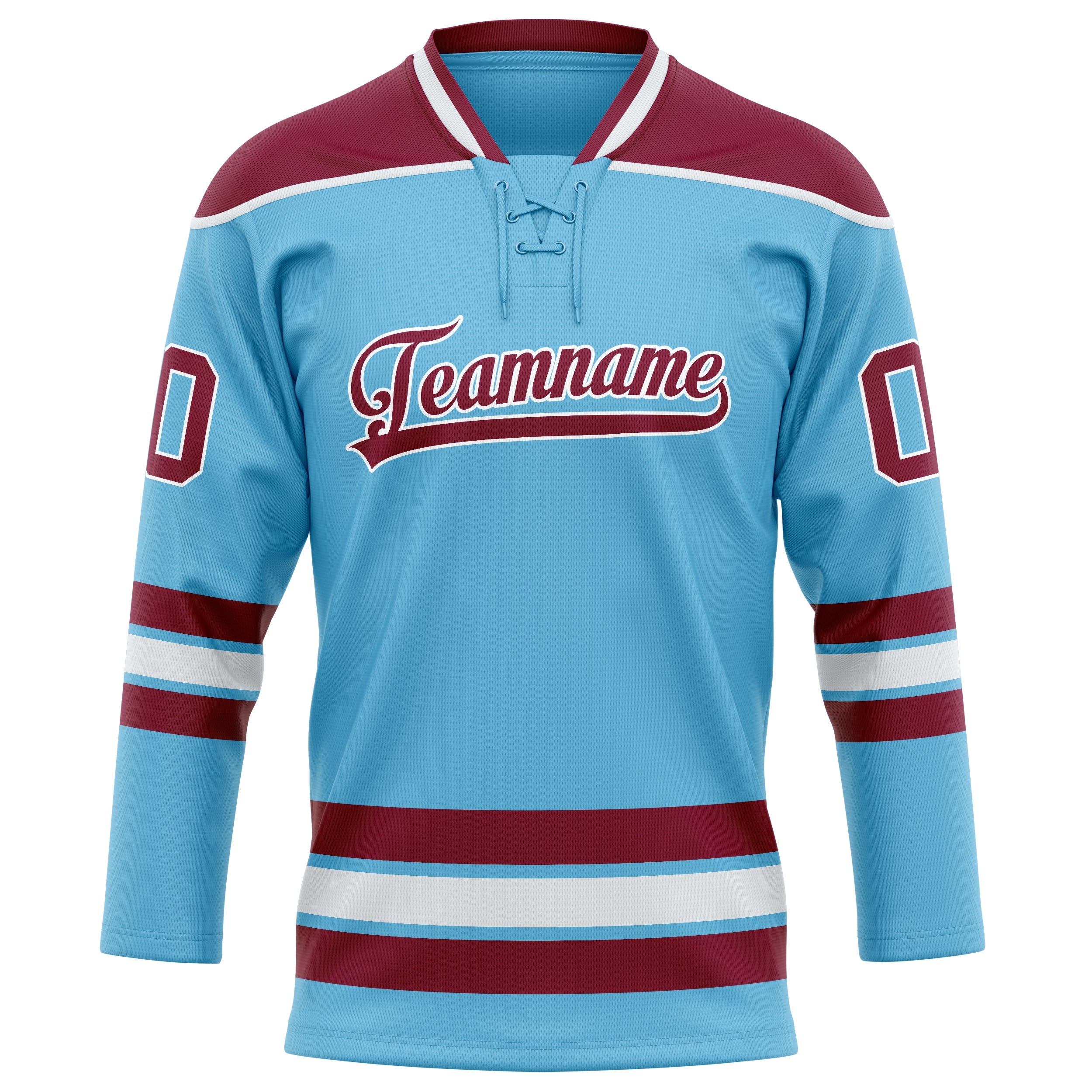 Custom Sky Blue Maroon Solid Colour Hockey Jersey