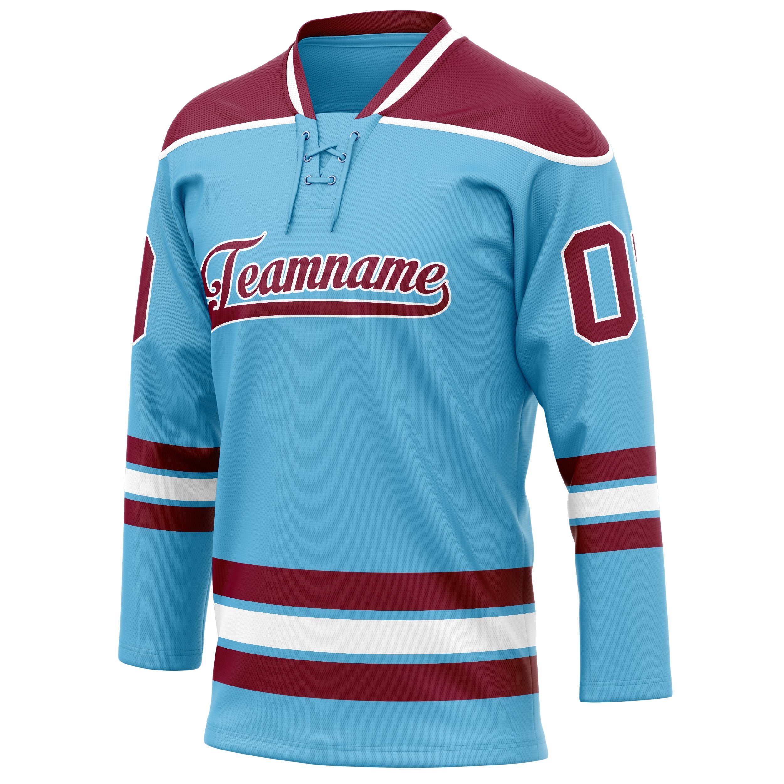 Custom Sky Blue Maroon Solid Colour Hockey Jersey