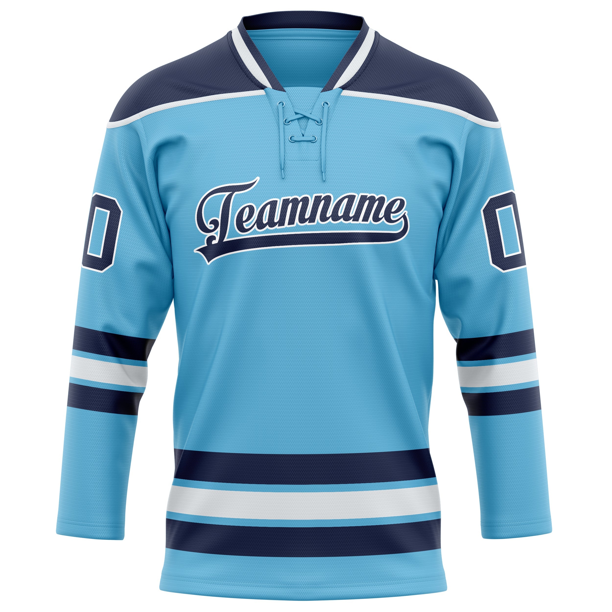 Custom Sky Blue Navy Solid Colour Hockey Jersey