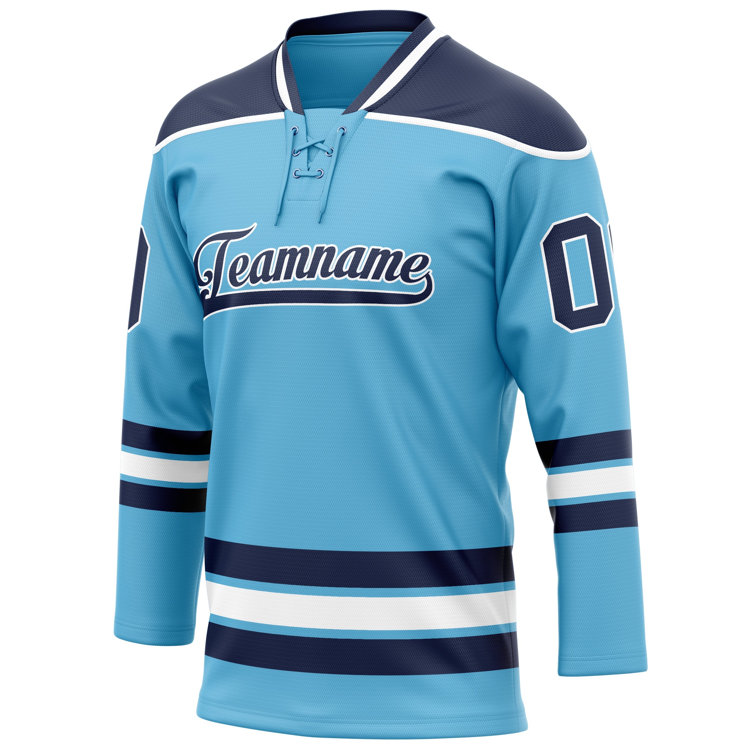 Custom Sky Blue Navy Solid Colour Hockey Jersey