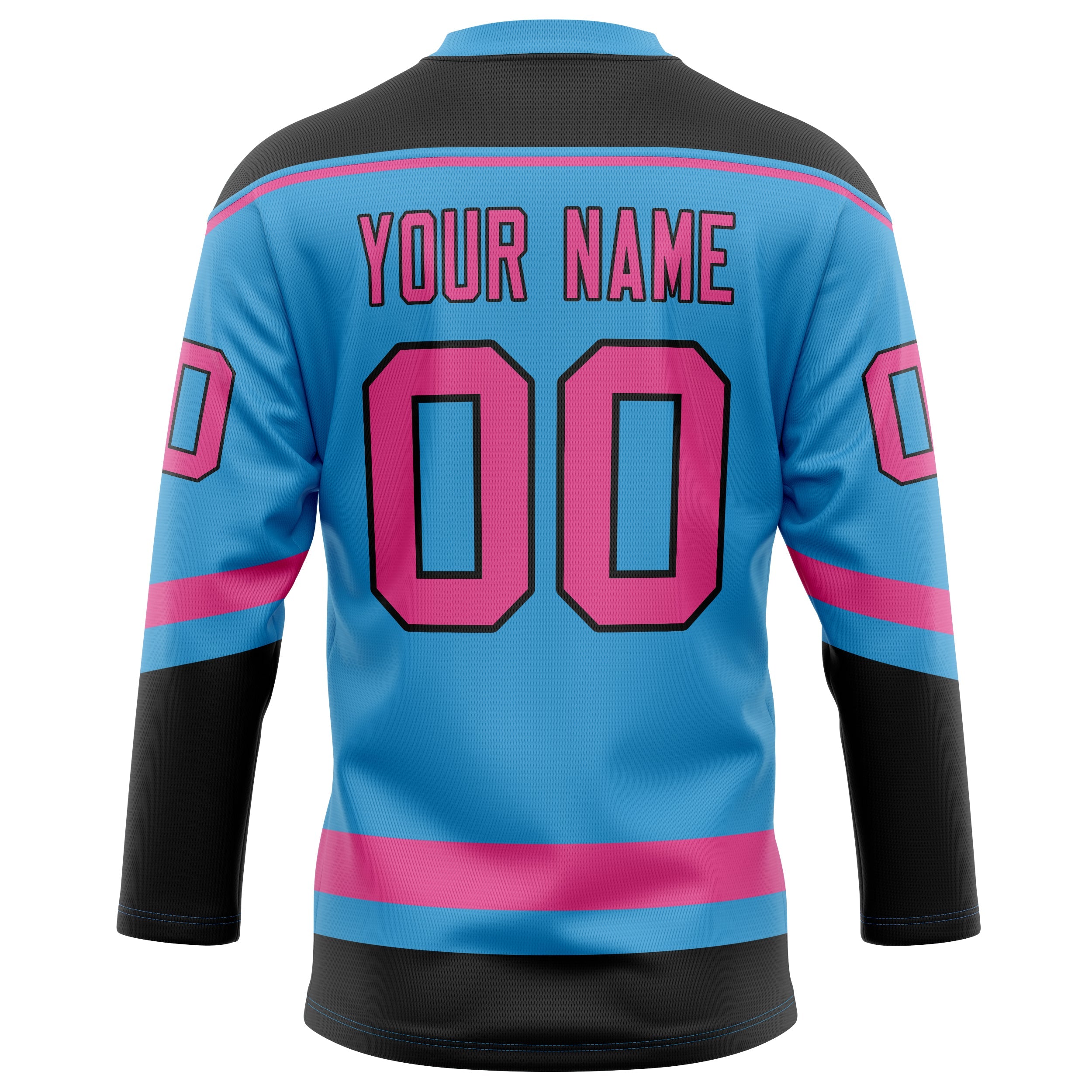 Custom Sky Blue Pink Solid Colour Hockey Jersey