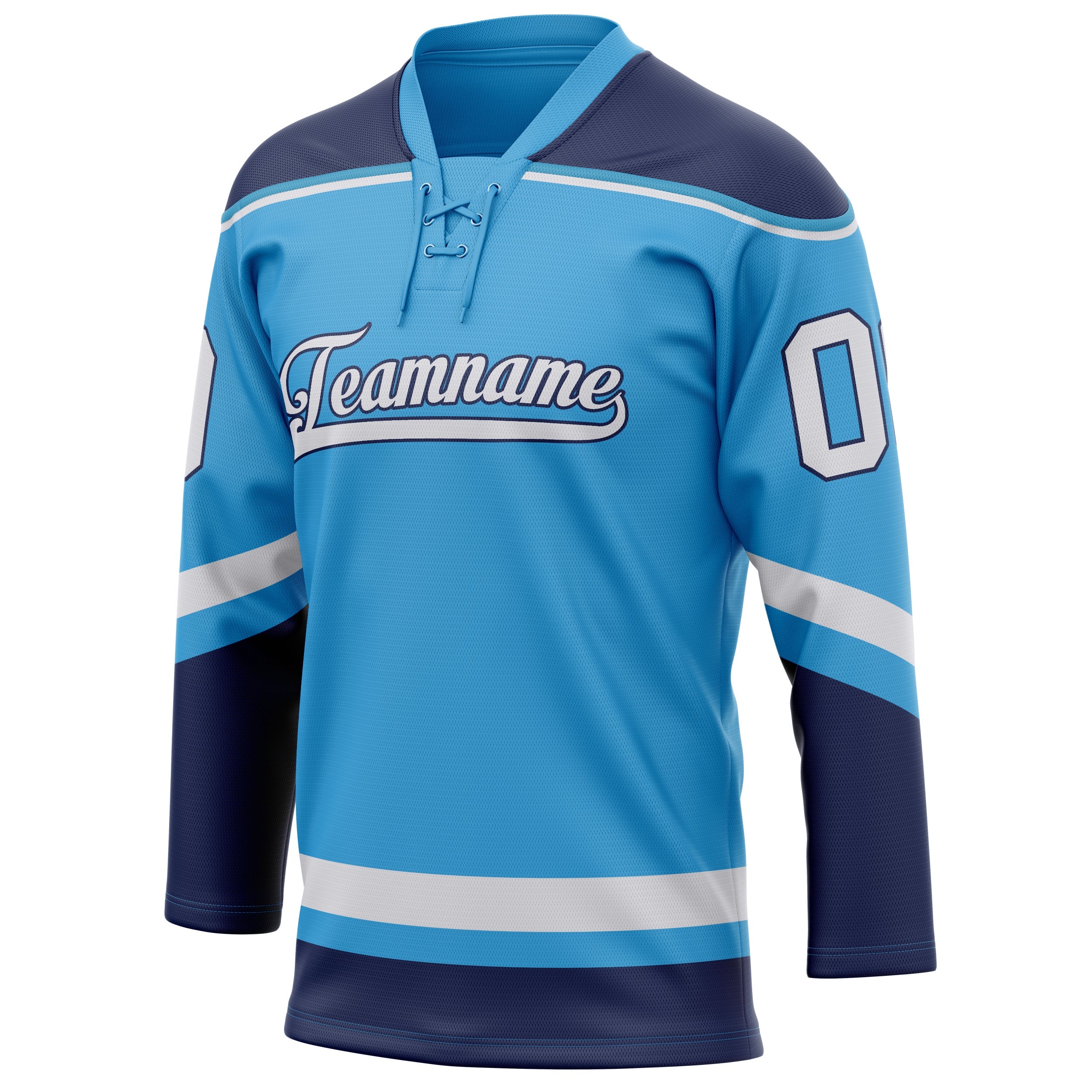Custom Sky Blue Navy Solid Colour Hockey Jersey