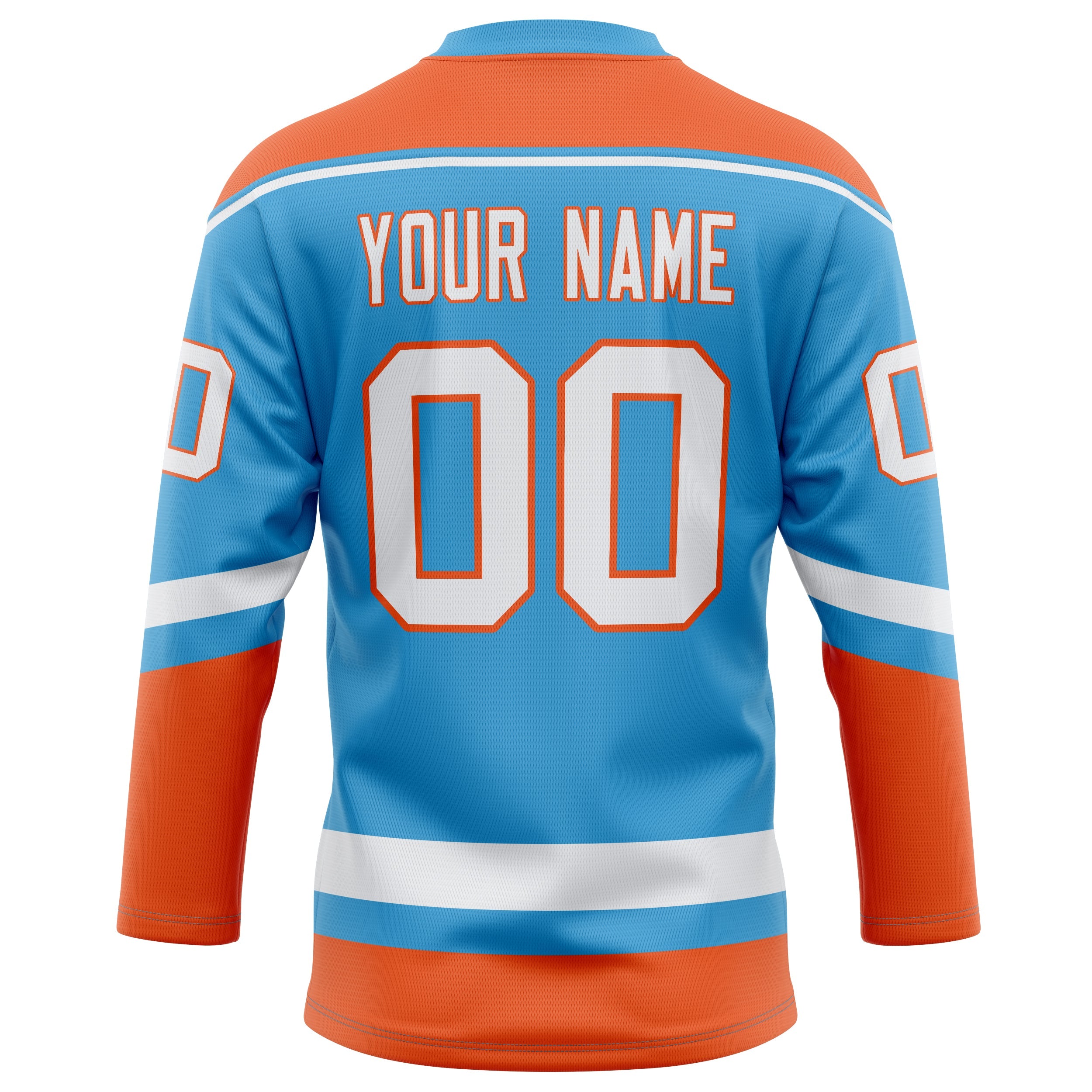 Custom Sky Blue Orange Solid Colour Hockey Jersey