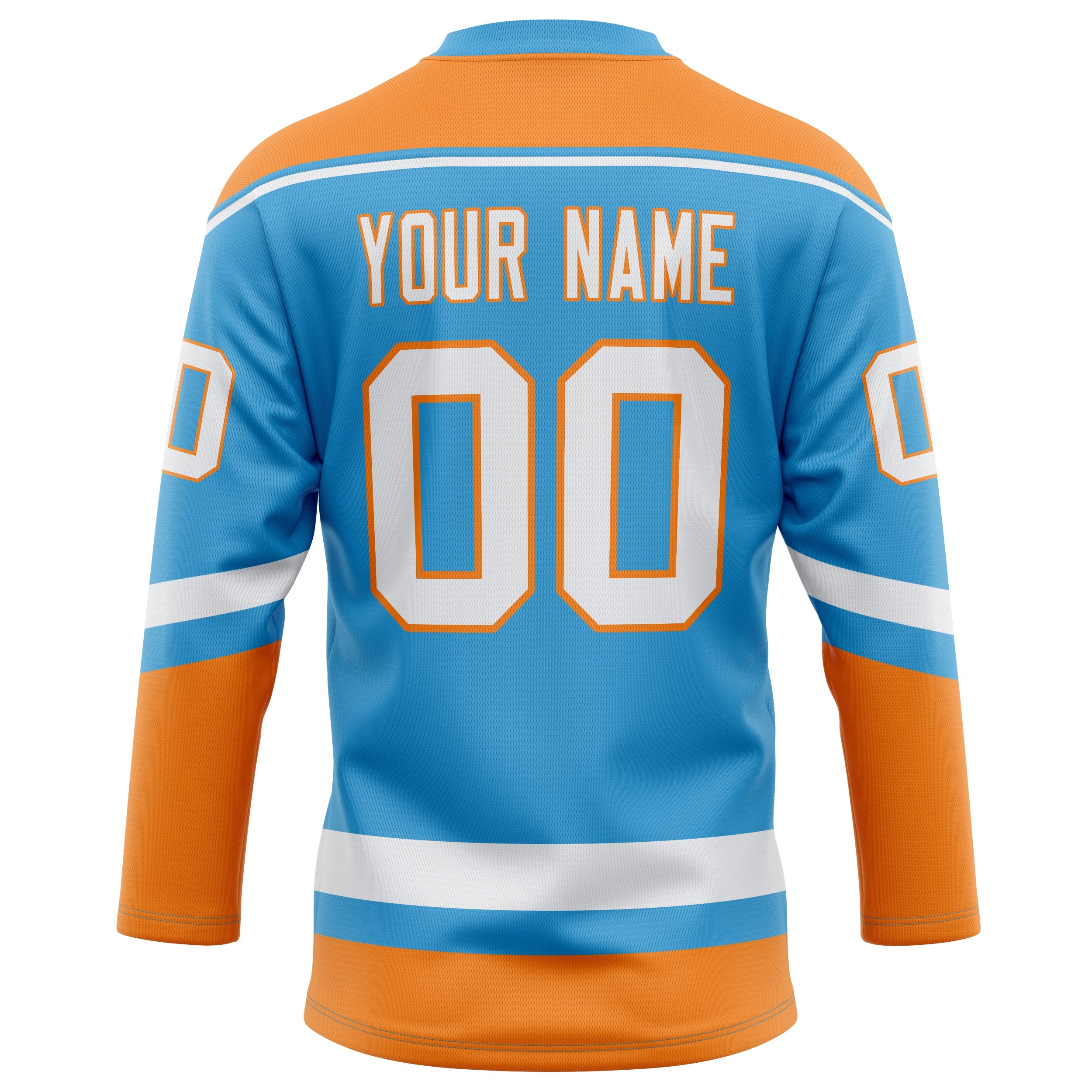 Custom Sky Blue Orange Solid Colour Hockey Jersey