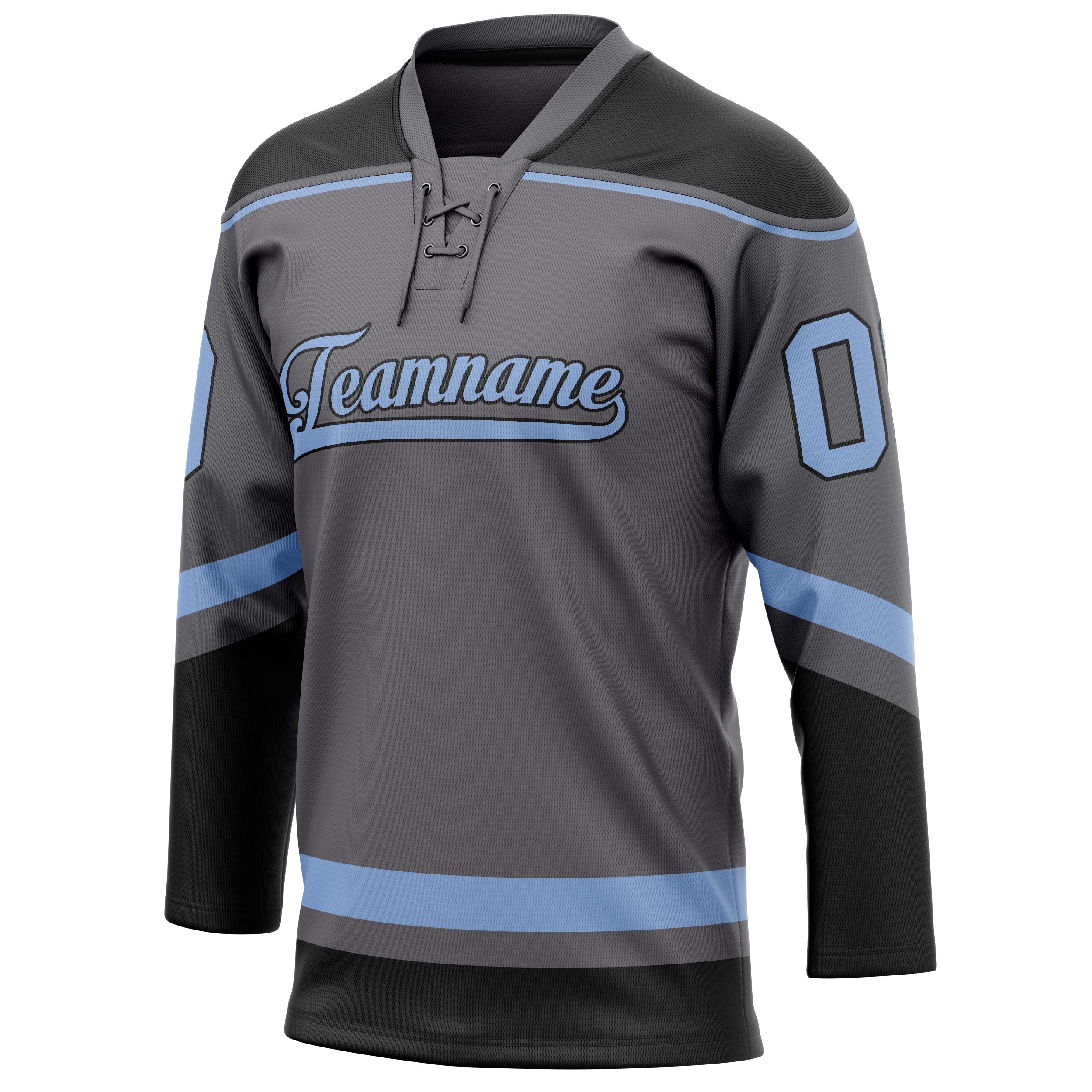 Custom Steel Gray Light Blue Solid Colour Hockey Jersey