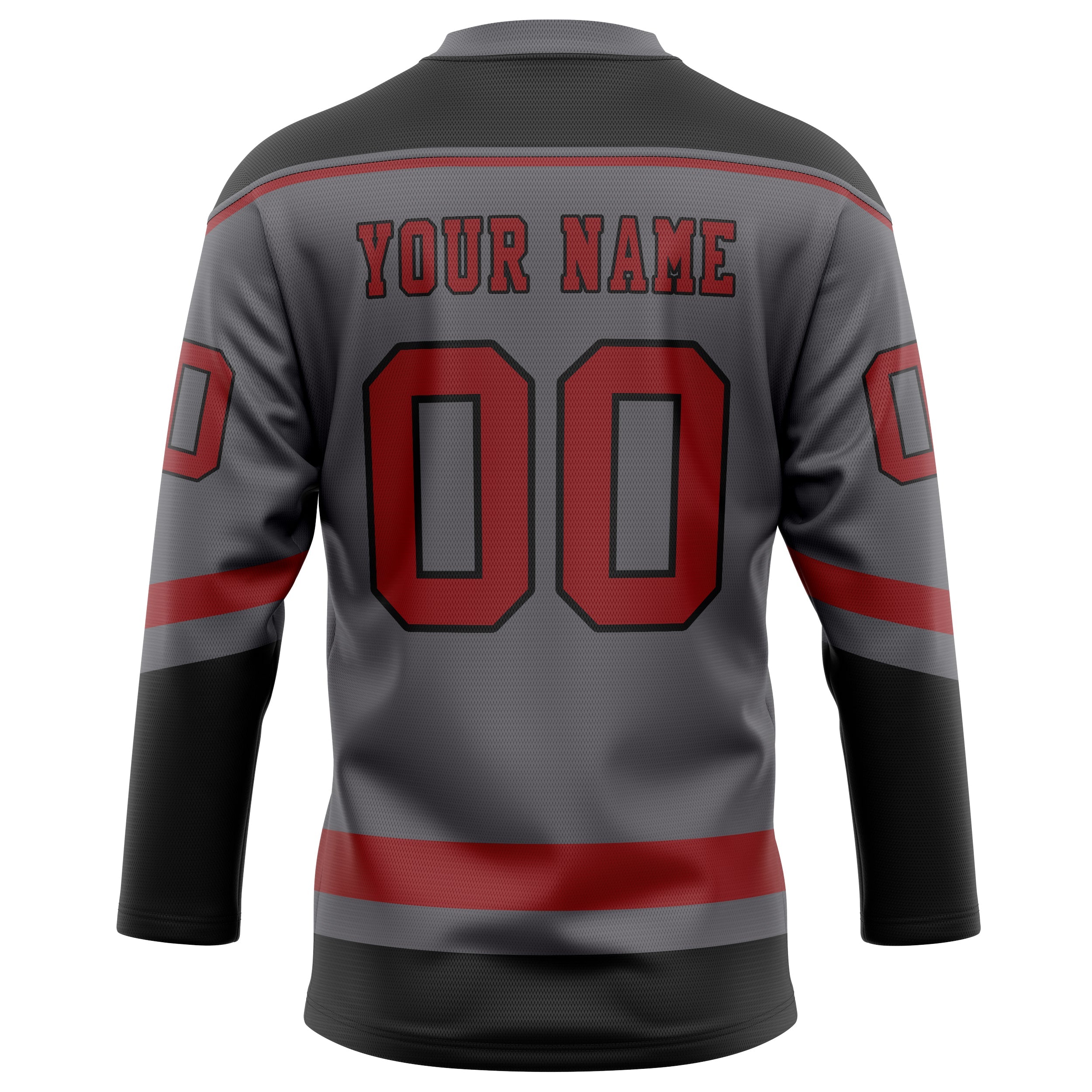 Custom Steel Gray Red Solid Colour Hockey Jersey