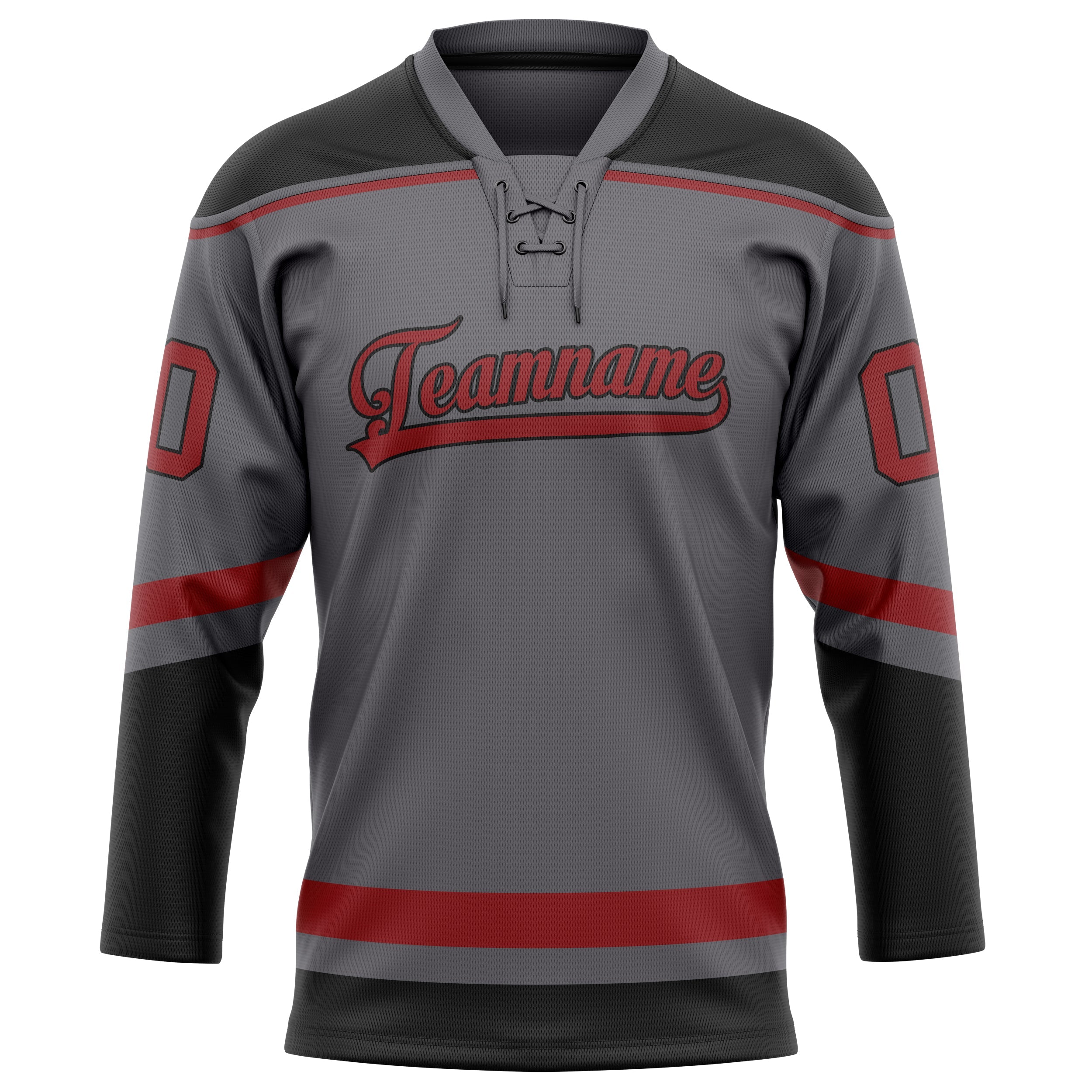 Custom Steel Gray Red Solid Colour Hockey Jersey
