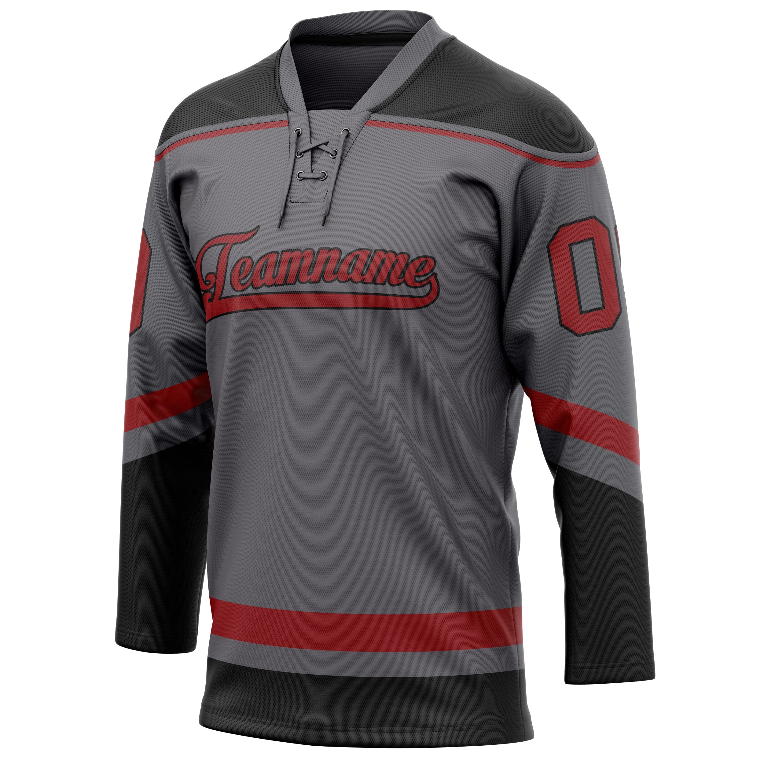 Custom Steel Gray Red Solid Colour Hockey Jersey
