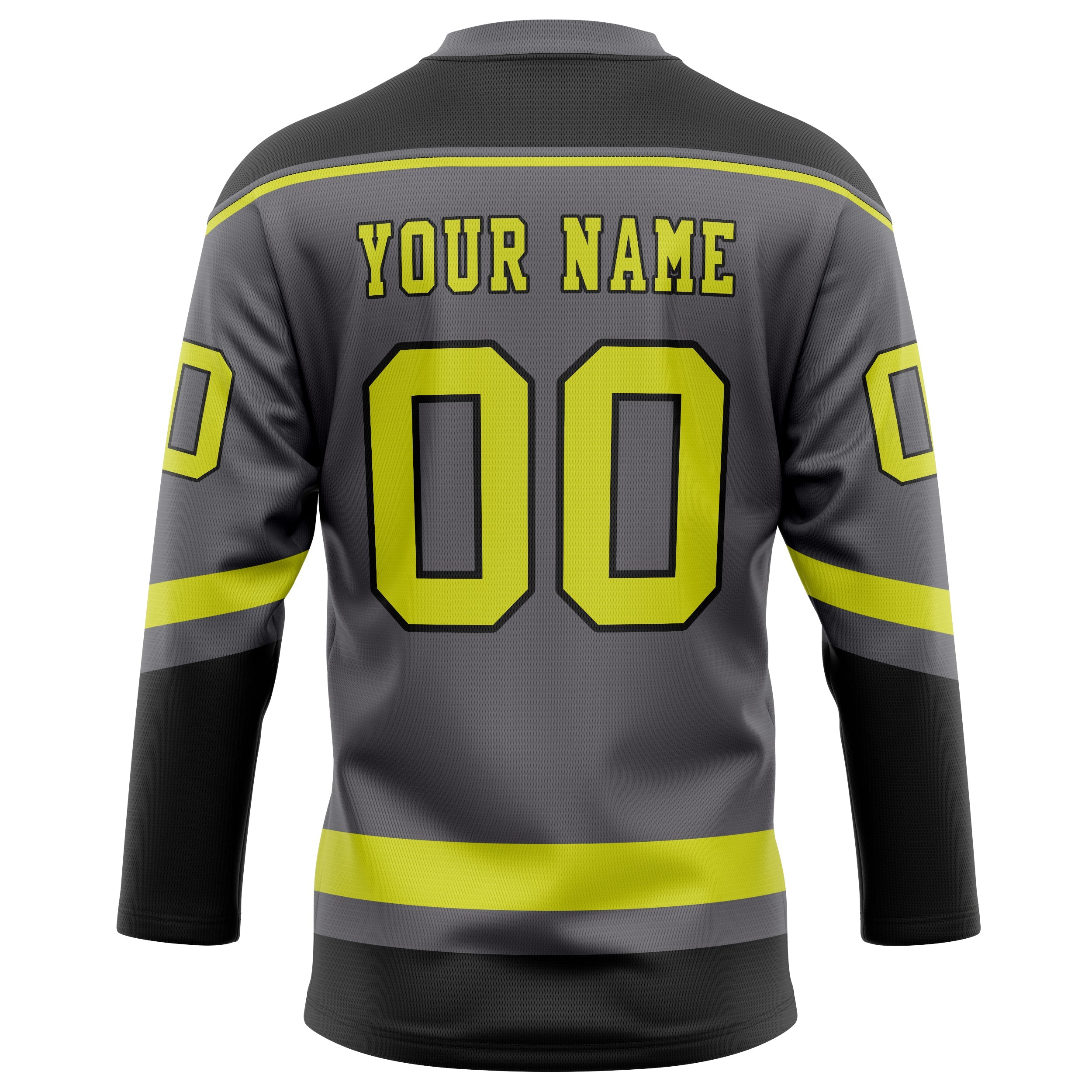 Custom Steel Gray Neon Yellow Solid Colour Hockey Jersey