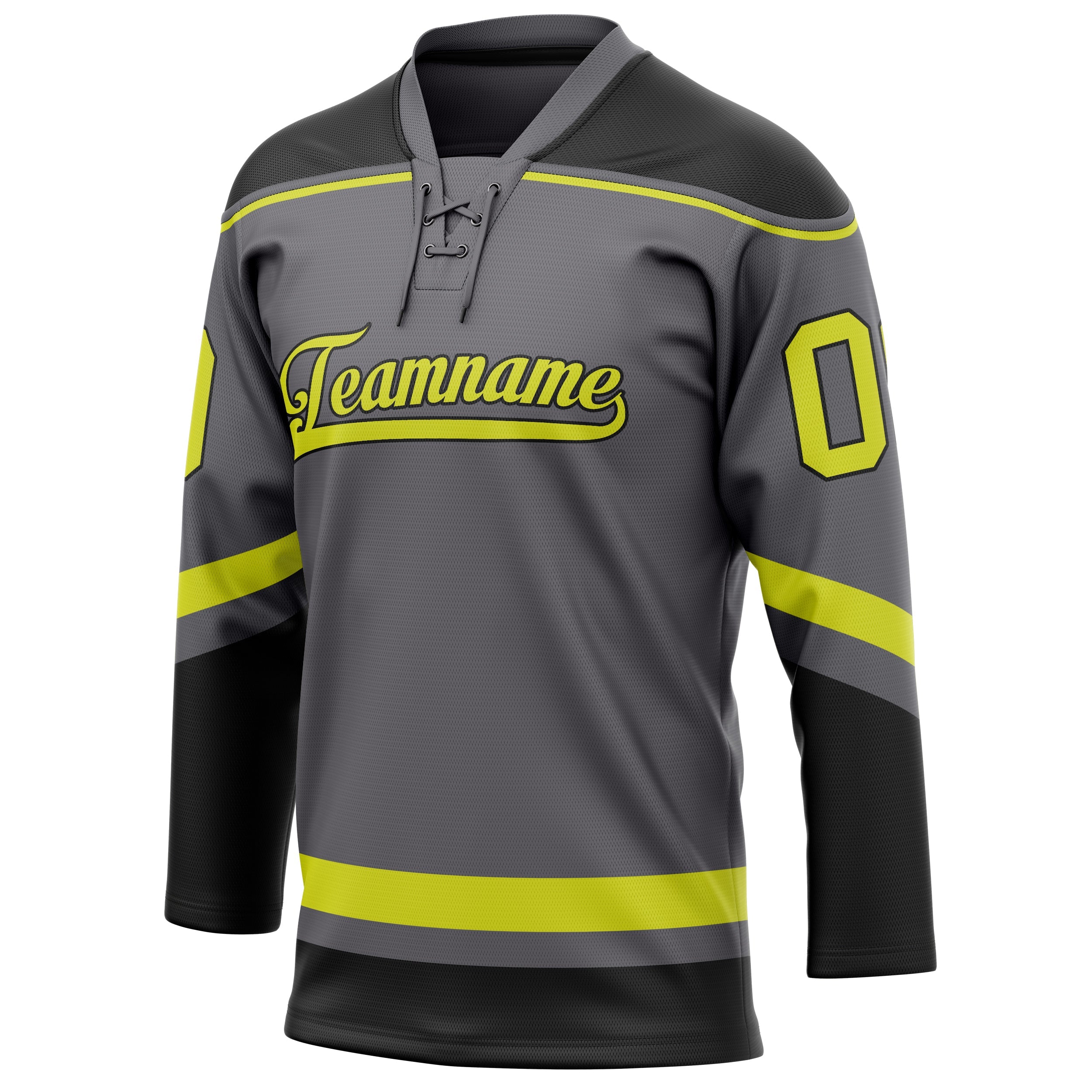 Custom Steel Gray Neon Yellow Solid Colour Hockey Jersey