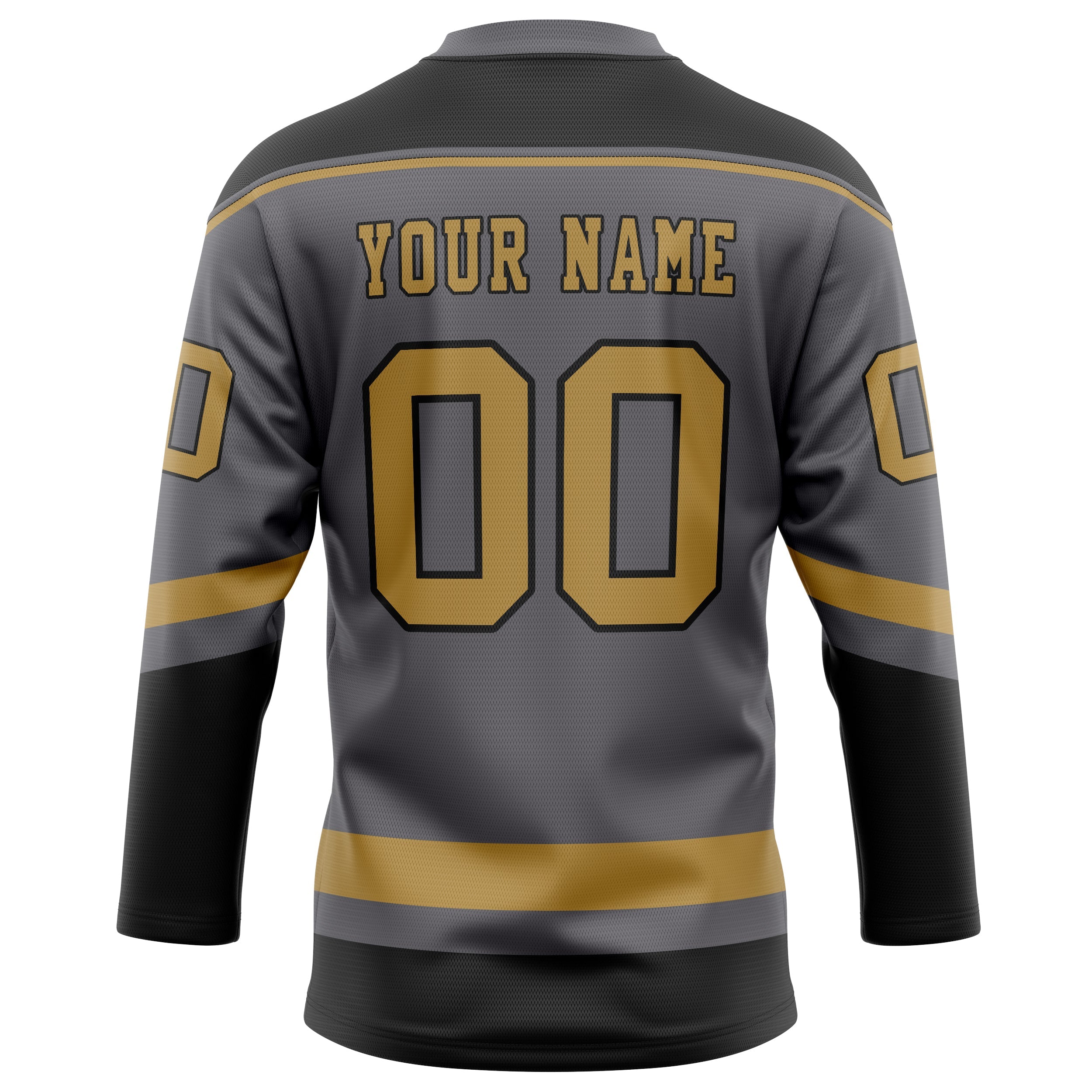 Custom Steel Gray Old Gold Solid Colour Hockey Jersey