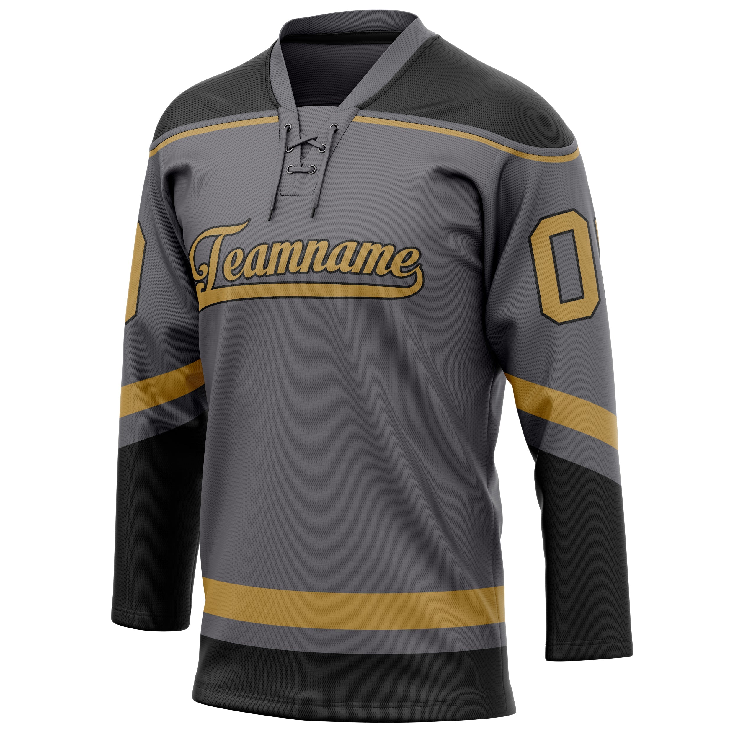 Custom Steel Gray Old Gold Solid Colour Hockey Jersey