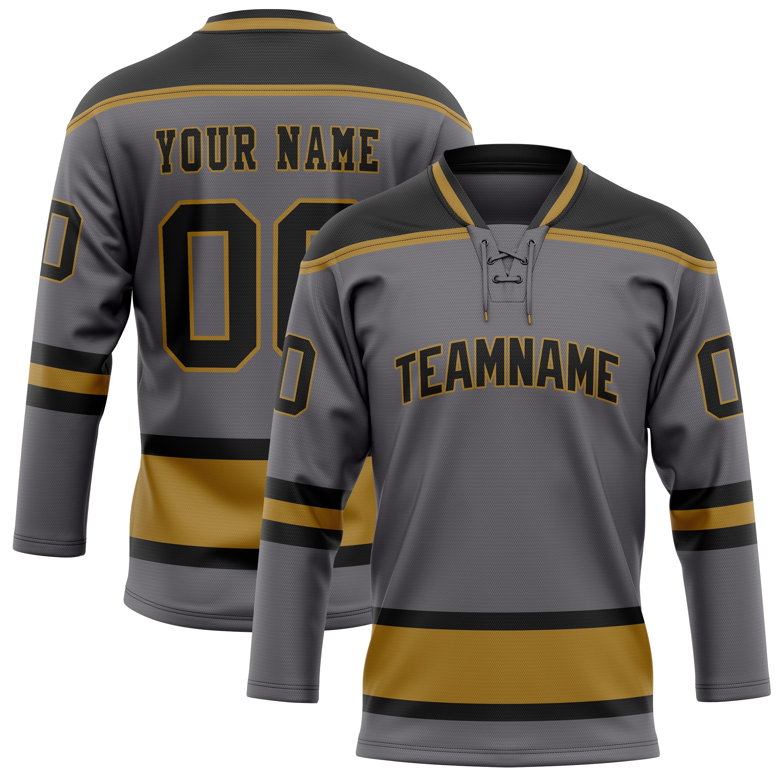 Custom Steel Gray Black Solid Colour Hockey Jersey