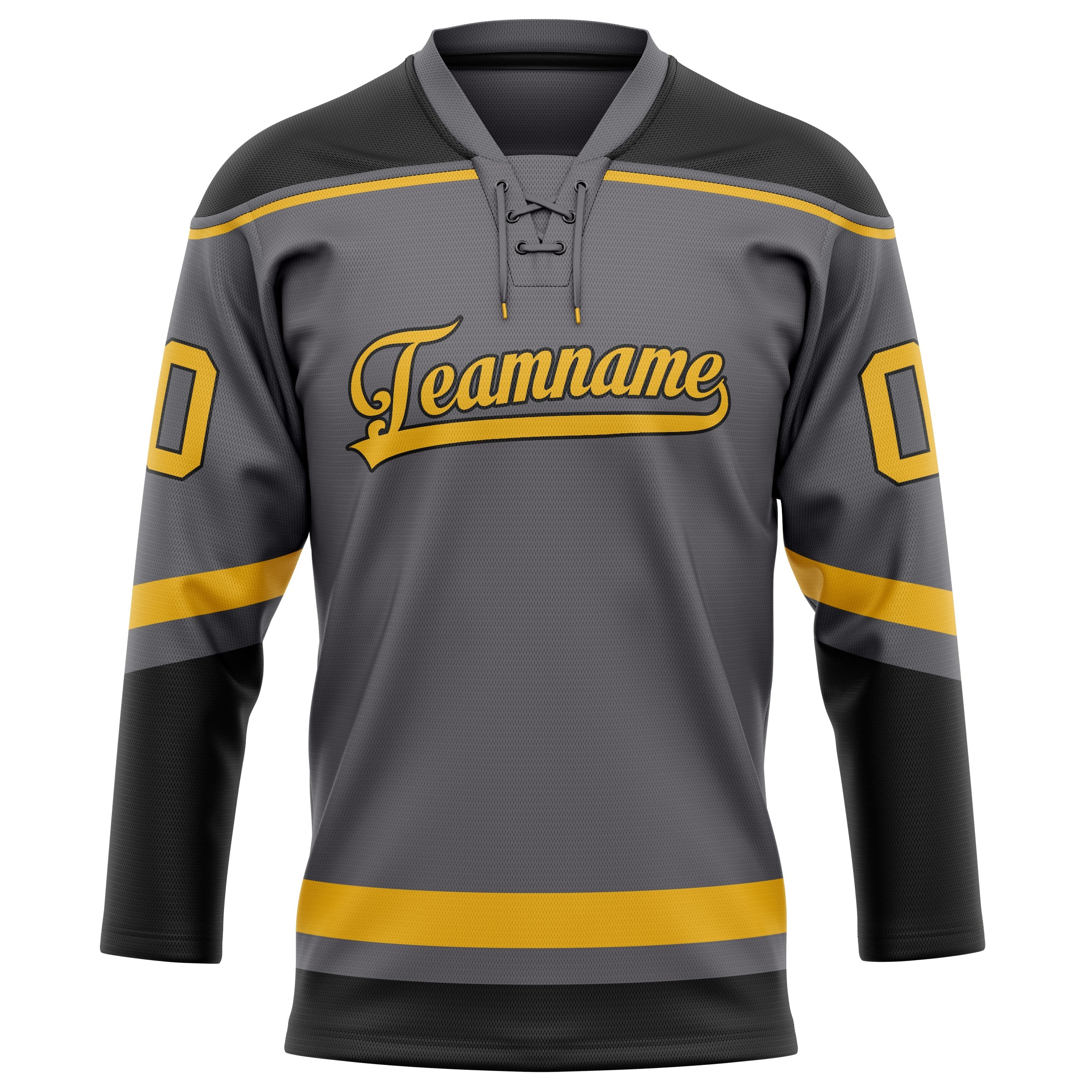 Custom Steel Gray Gold Solid Colour Hockey Jersey