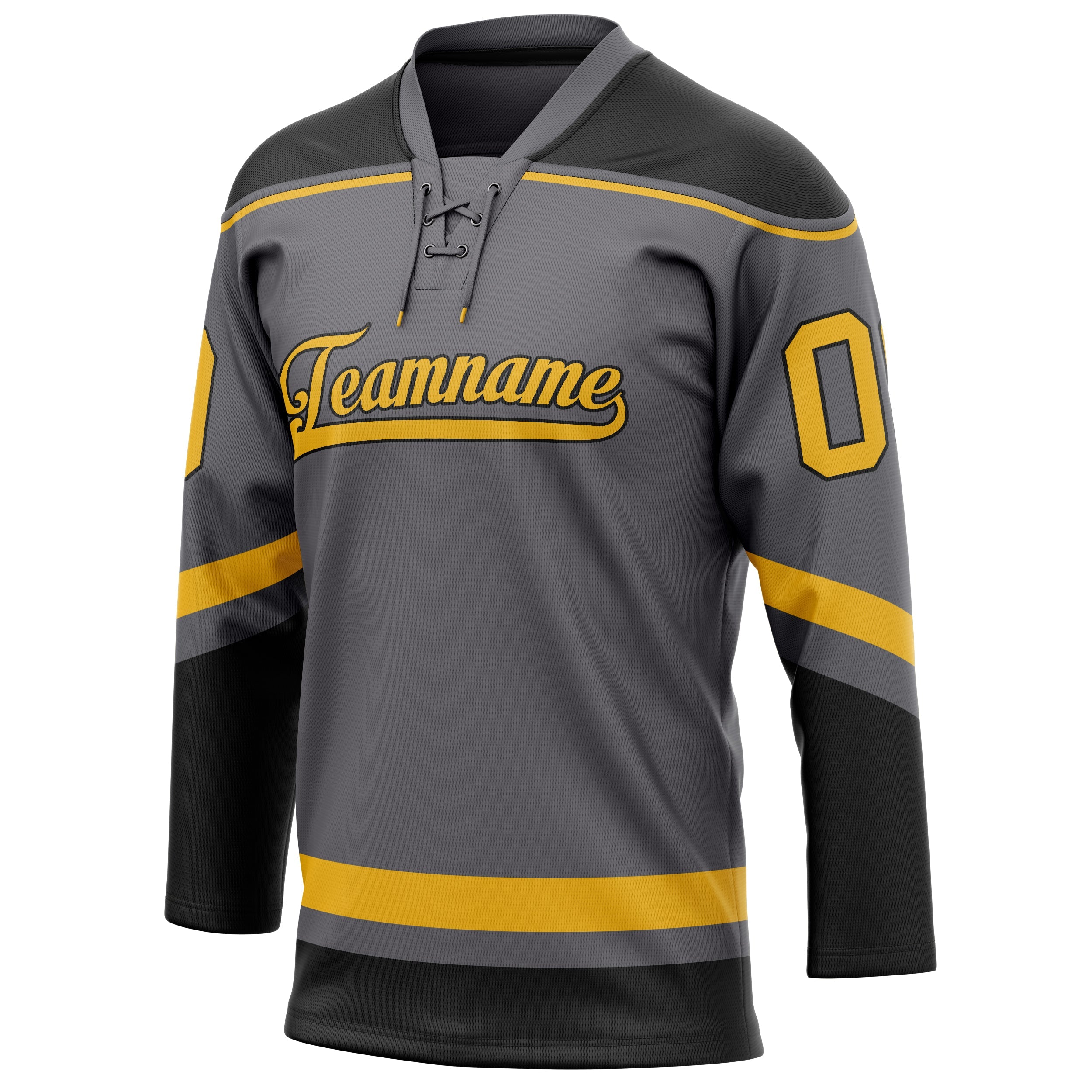 Custom Steel Gray Gold Solid Colour Hockey Jersey