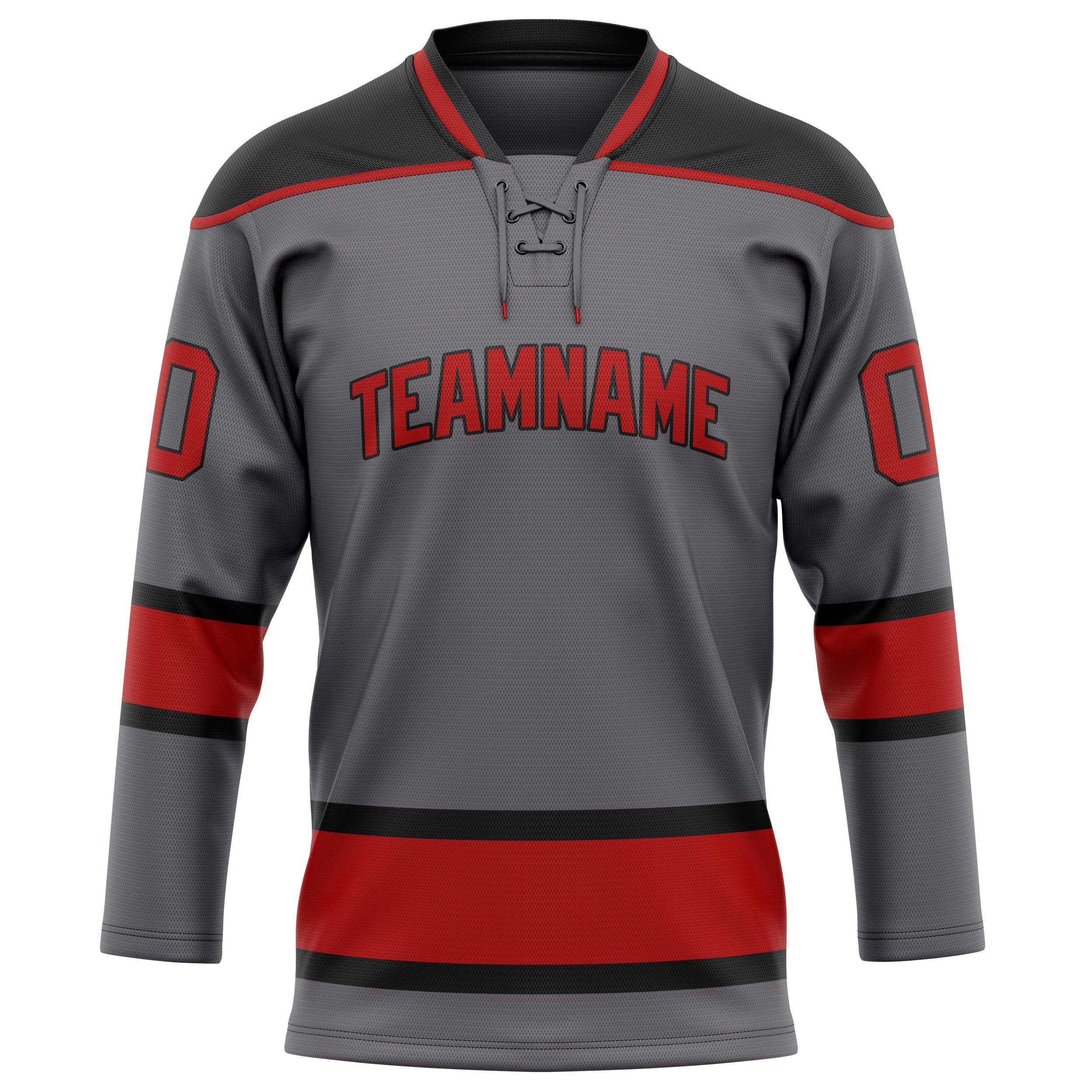 Custom Steel Gray Red Solid Colour Hockey Jersey