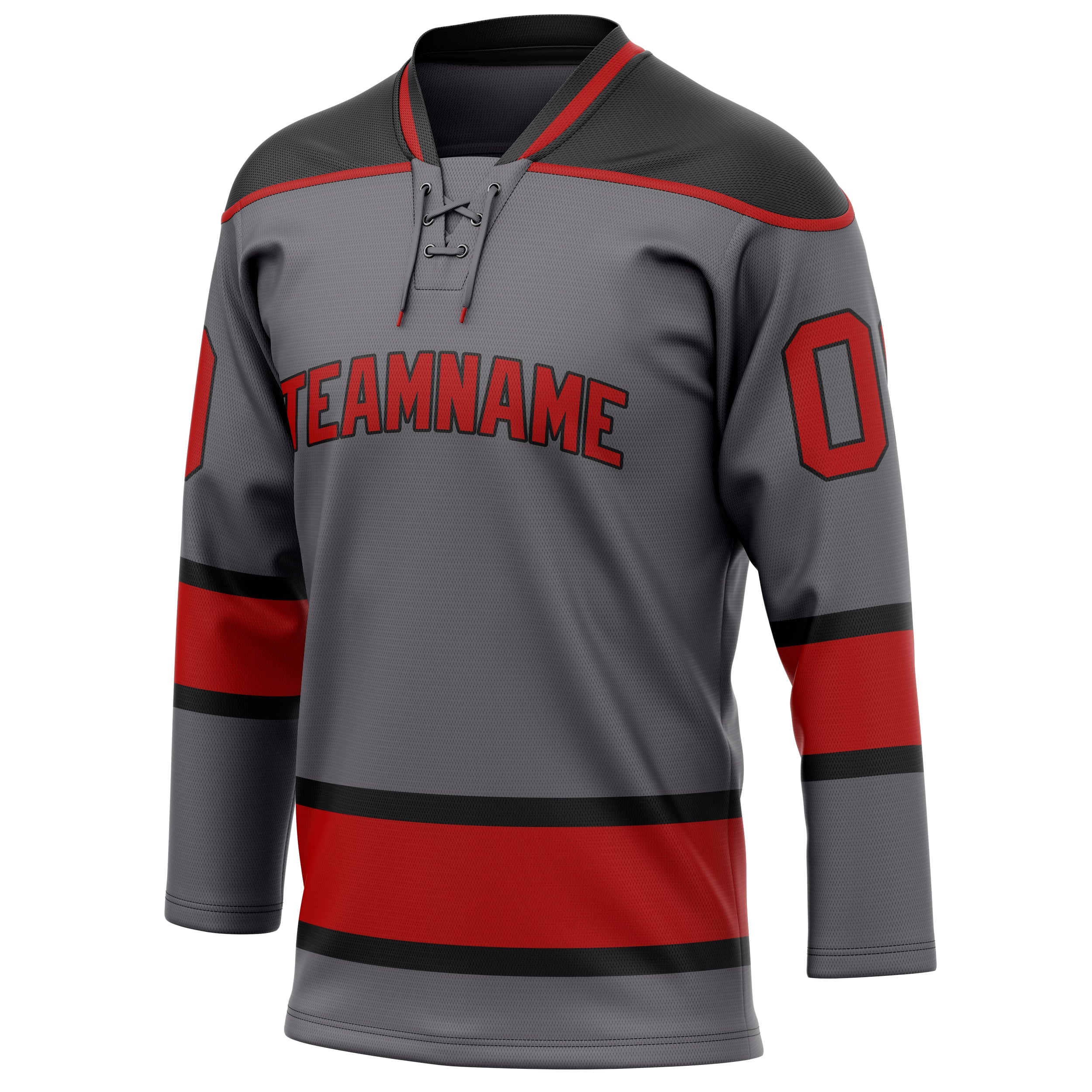 Custom Steel Gray Red Solid Colour Hockey Jersey
