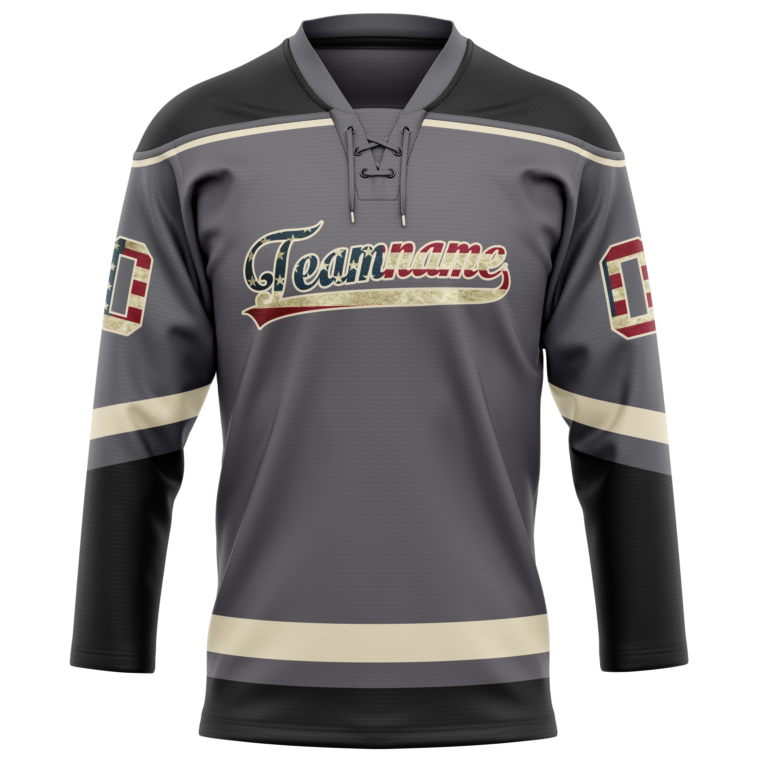 Custom Steel Gray Cream Solid Colour Hockey Jersey