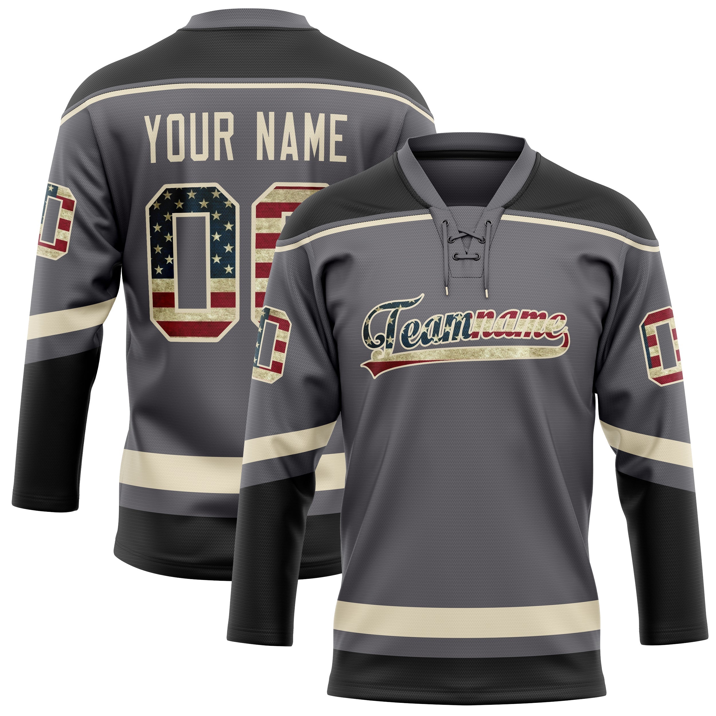 Custom Steel Gray Cream Solid Colour Hockey Jersey