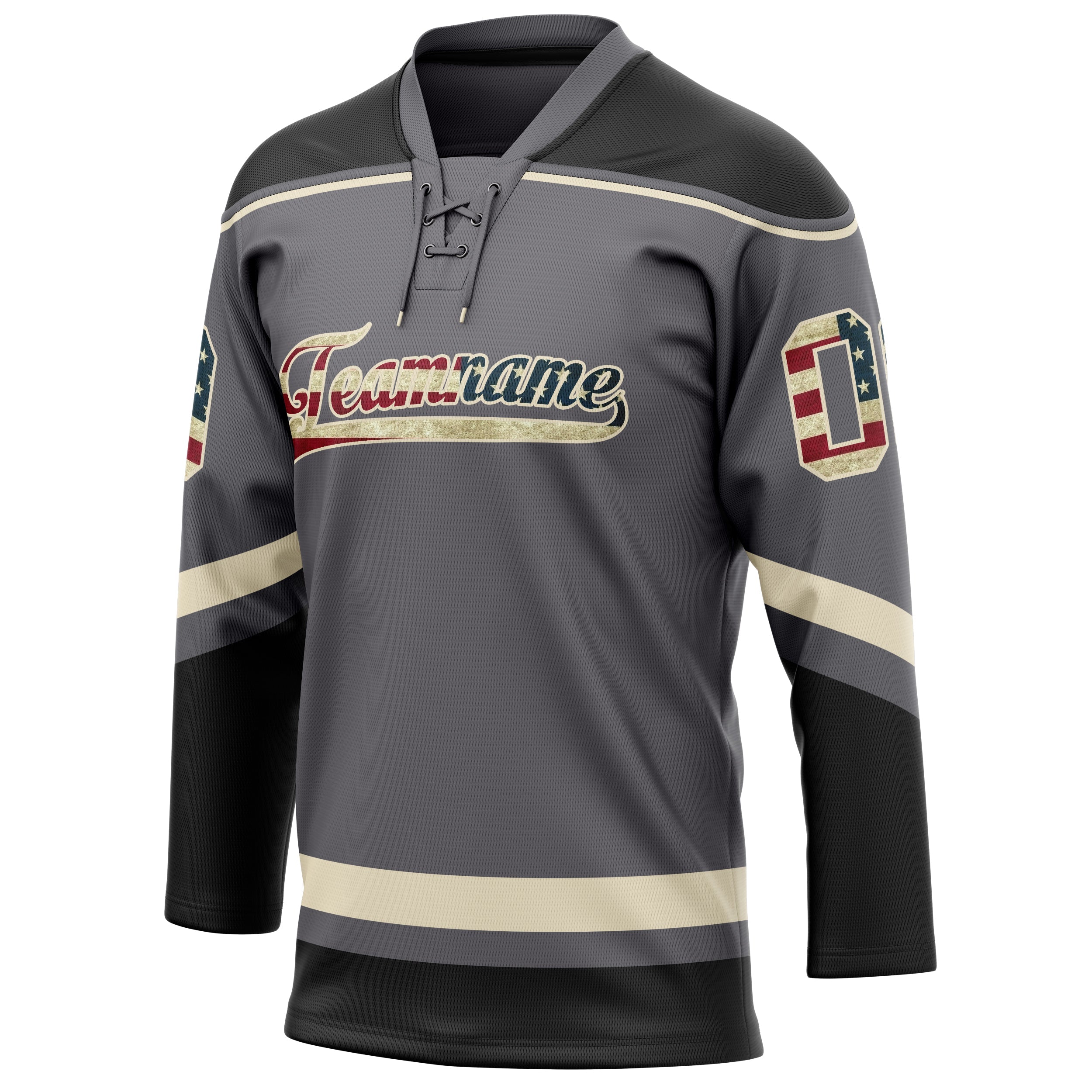 Custom Steel Gray Cream Solid Colour Hockey Jersey