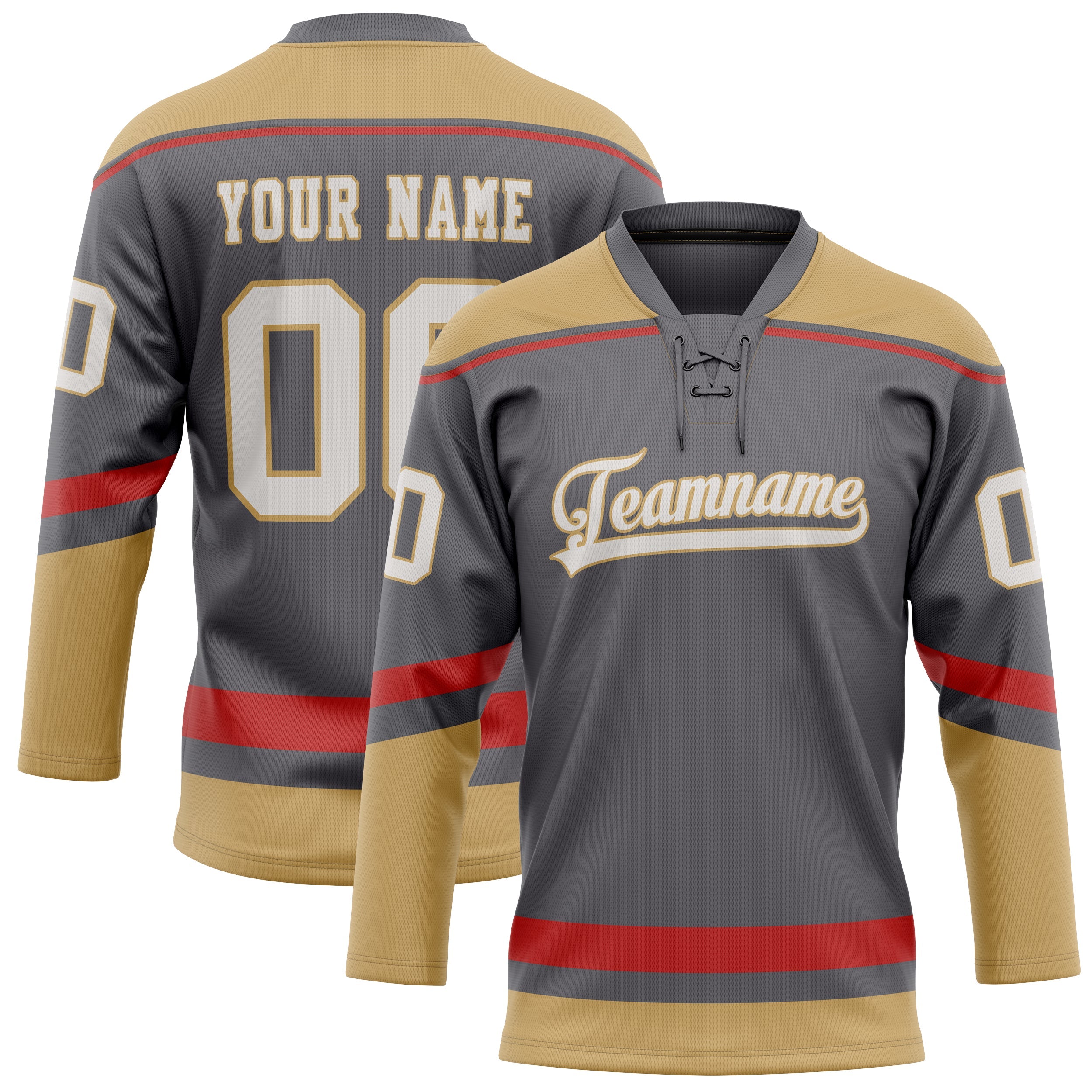 Custom Steel Gray Old Gold Solid Colour Hockey Jersey