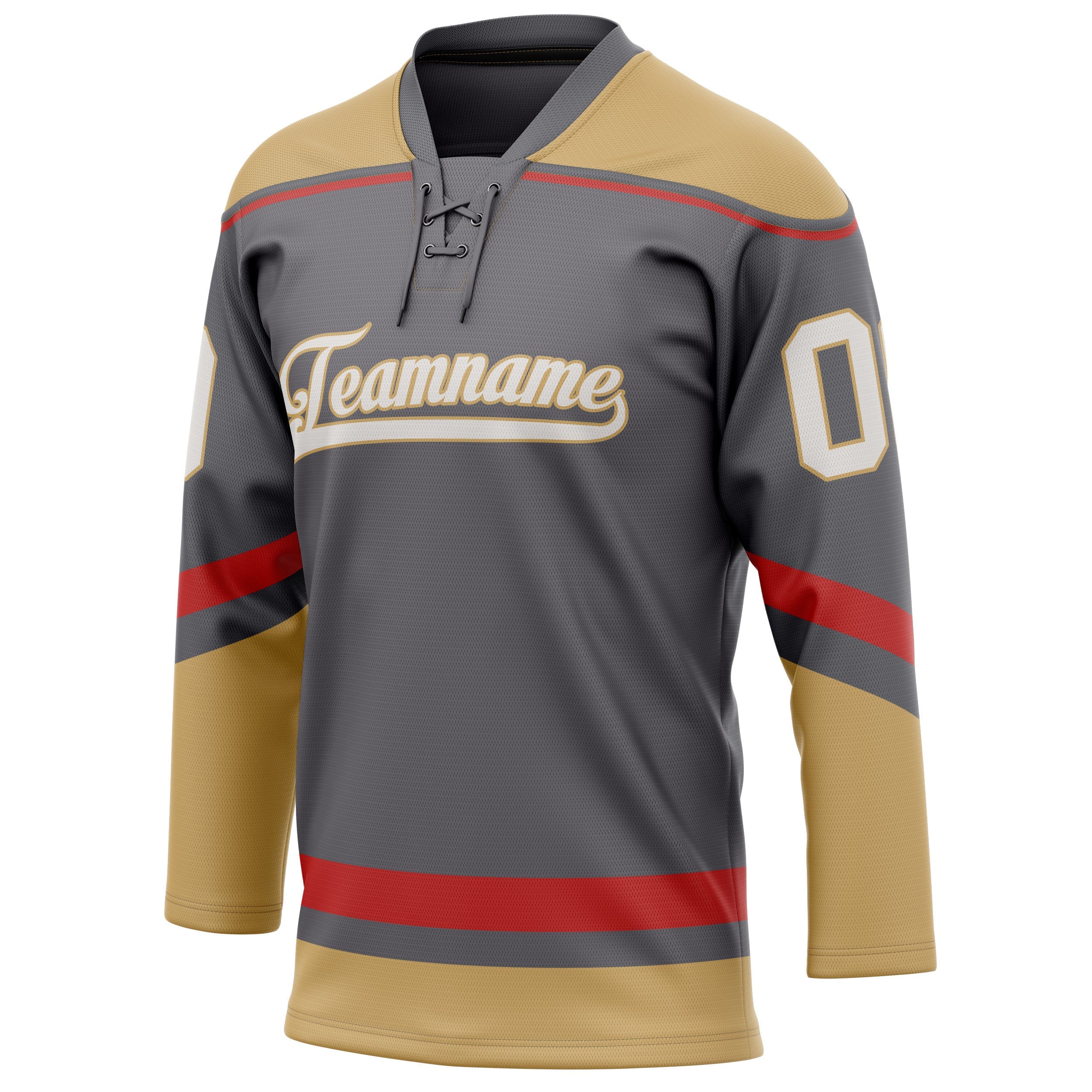 Custom Steel Gray Old Gold Solid Colour Hockey Jersey