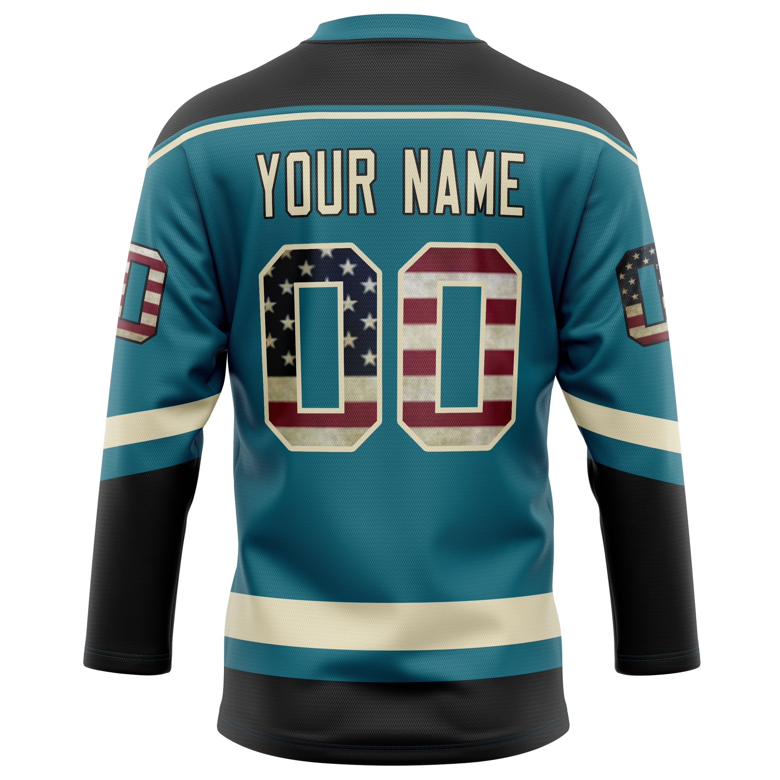 Custom Teal Black Solid Colour Hockey Jersey