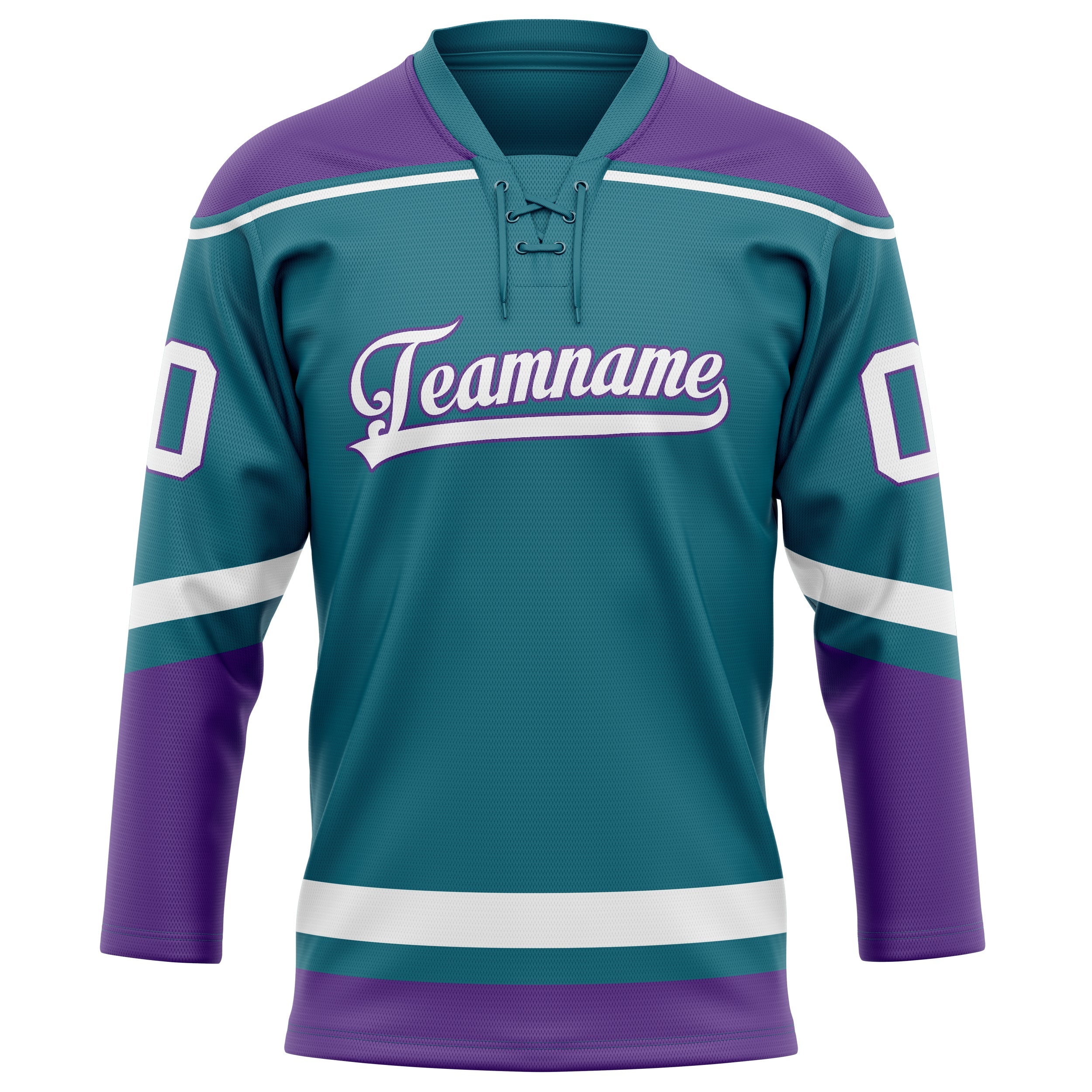 Custom Teal Purple Solid Colour Hockey Jersey