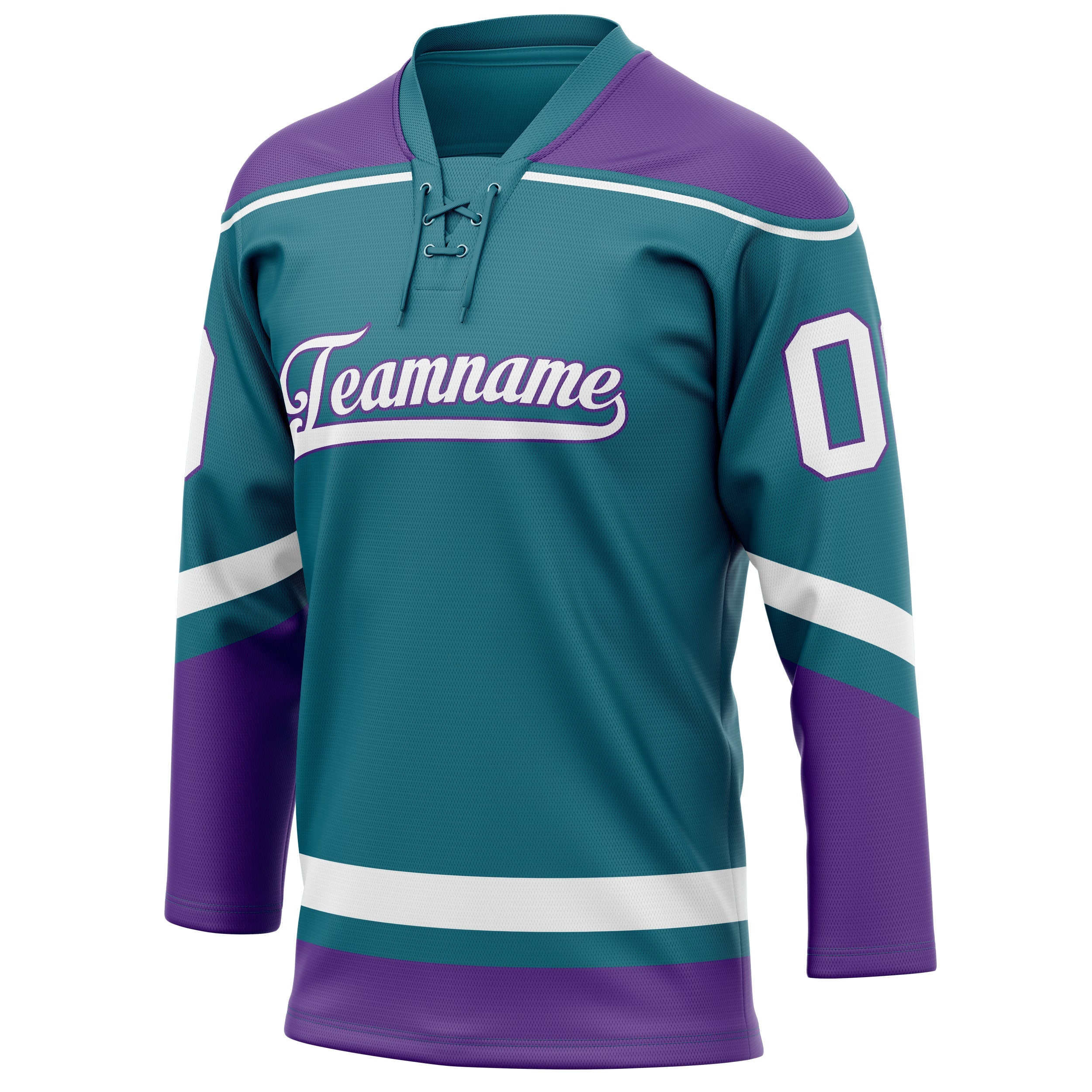 Custom Teal Purple Solid Colour Hockey Jersey