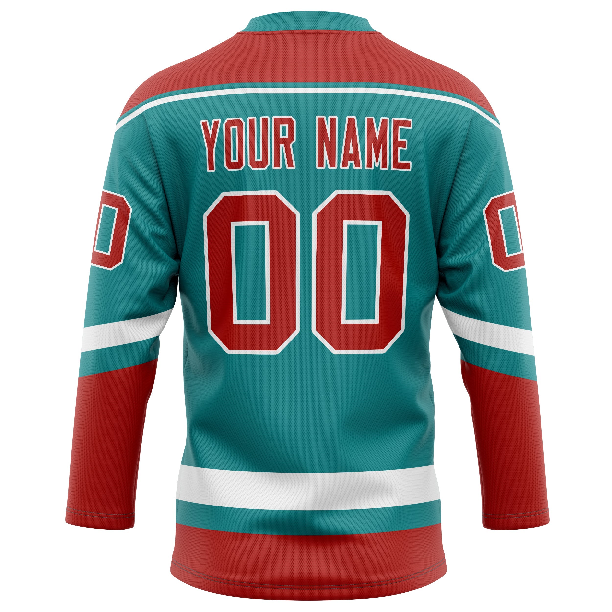 Custom Teal Red Solid Colour Hockey Jersey
