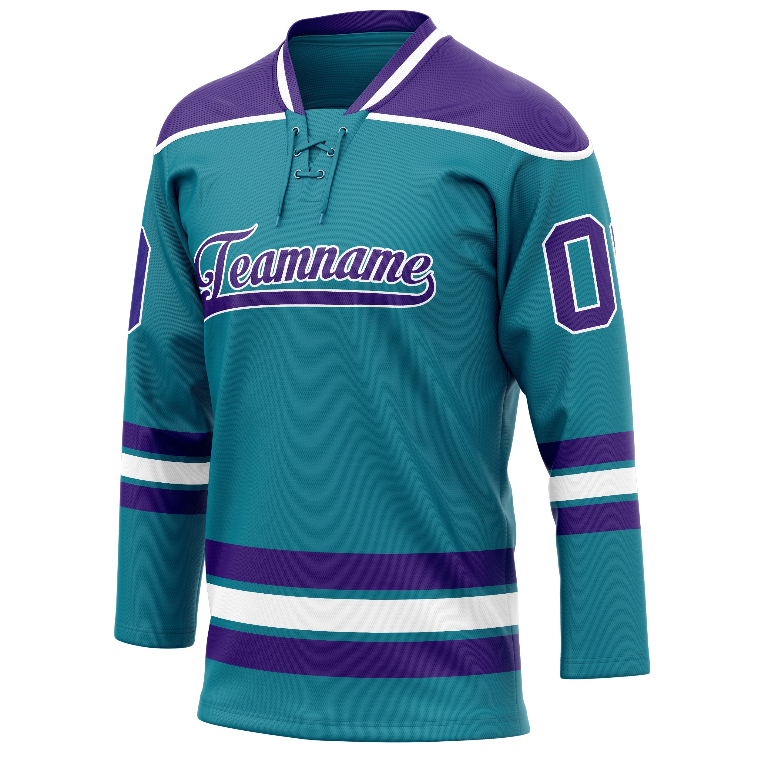 Custom Teal Purple Solid Colour Hockey Jersey