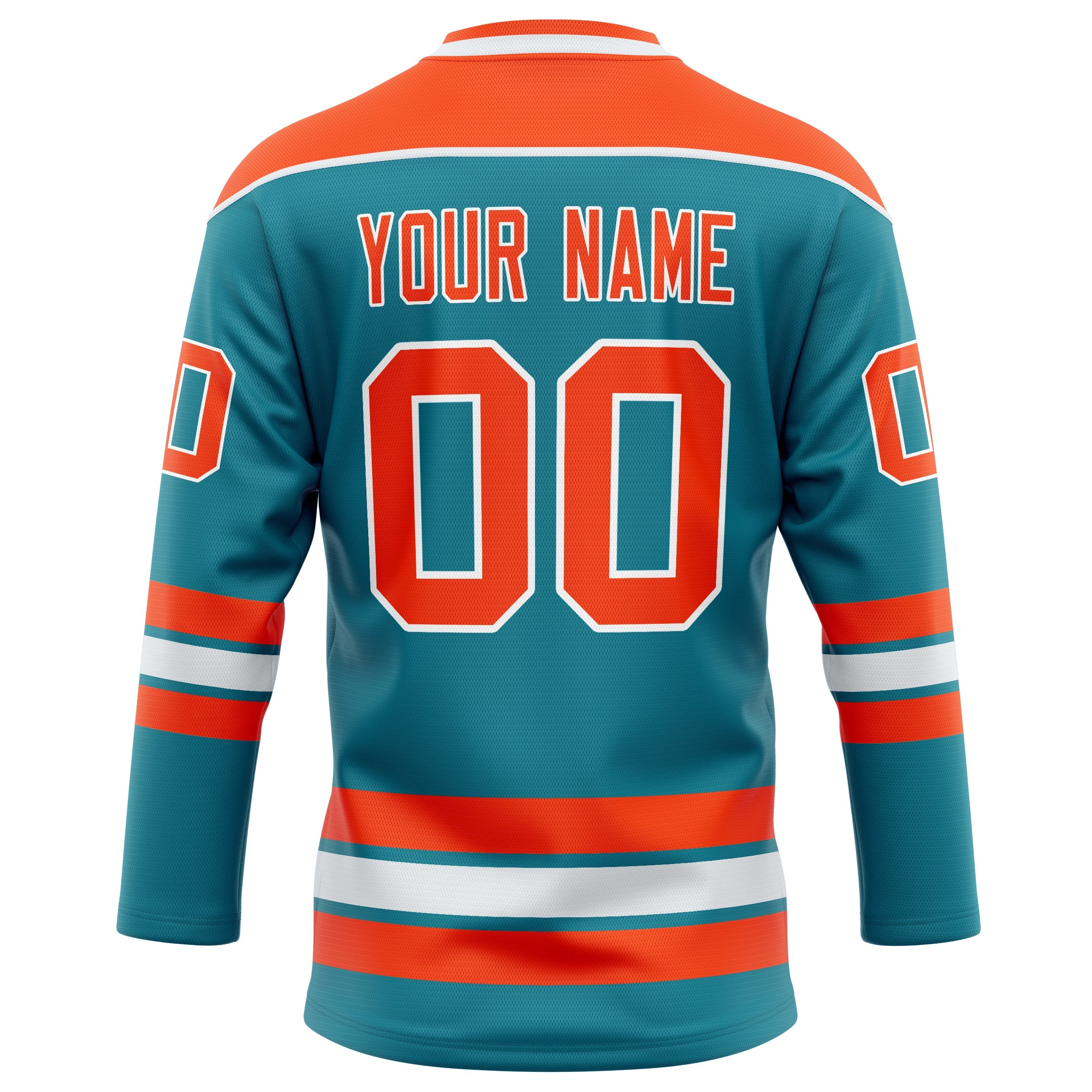 Custom Teal Orange Solid Colour Hockey Jersey