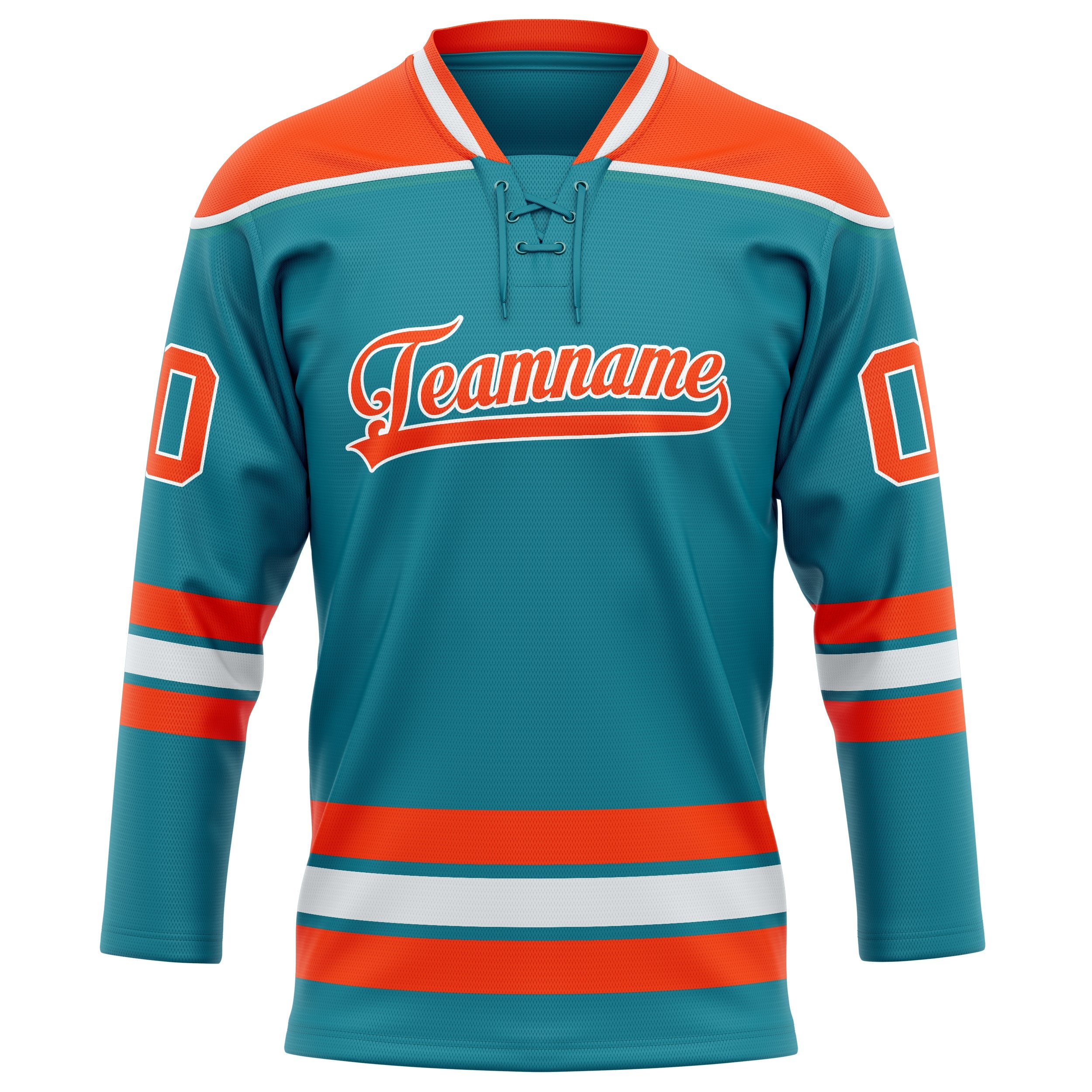 Custom Teal Orange Solid Colour Hockey Jersey
