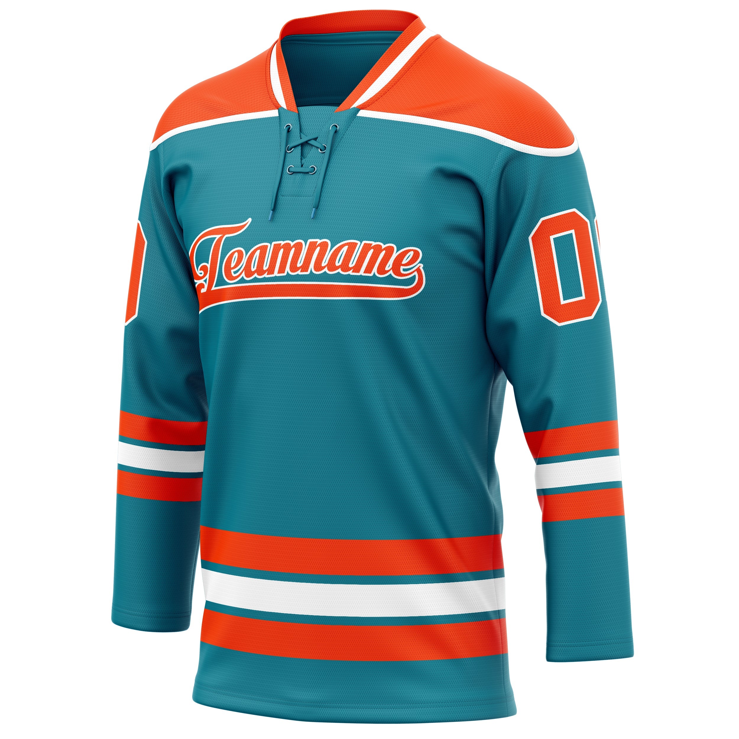 Custom Teal Orange Solid Colour Hockey Jersey